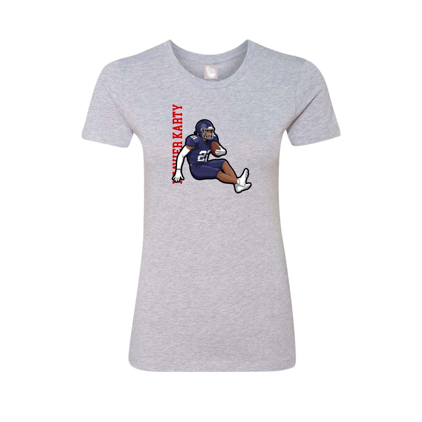 Fitted Women's Tee — Name Vertical in Grey