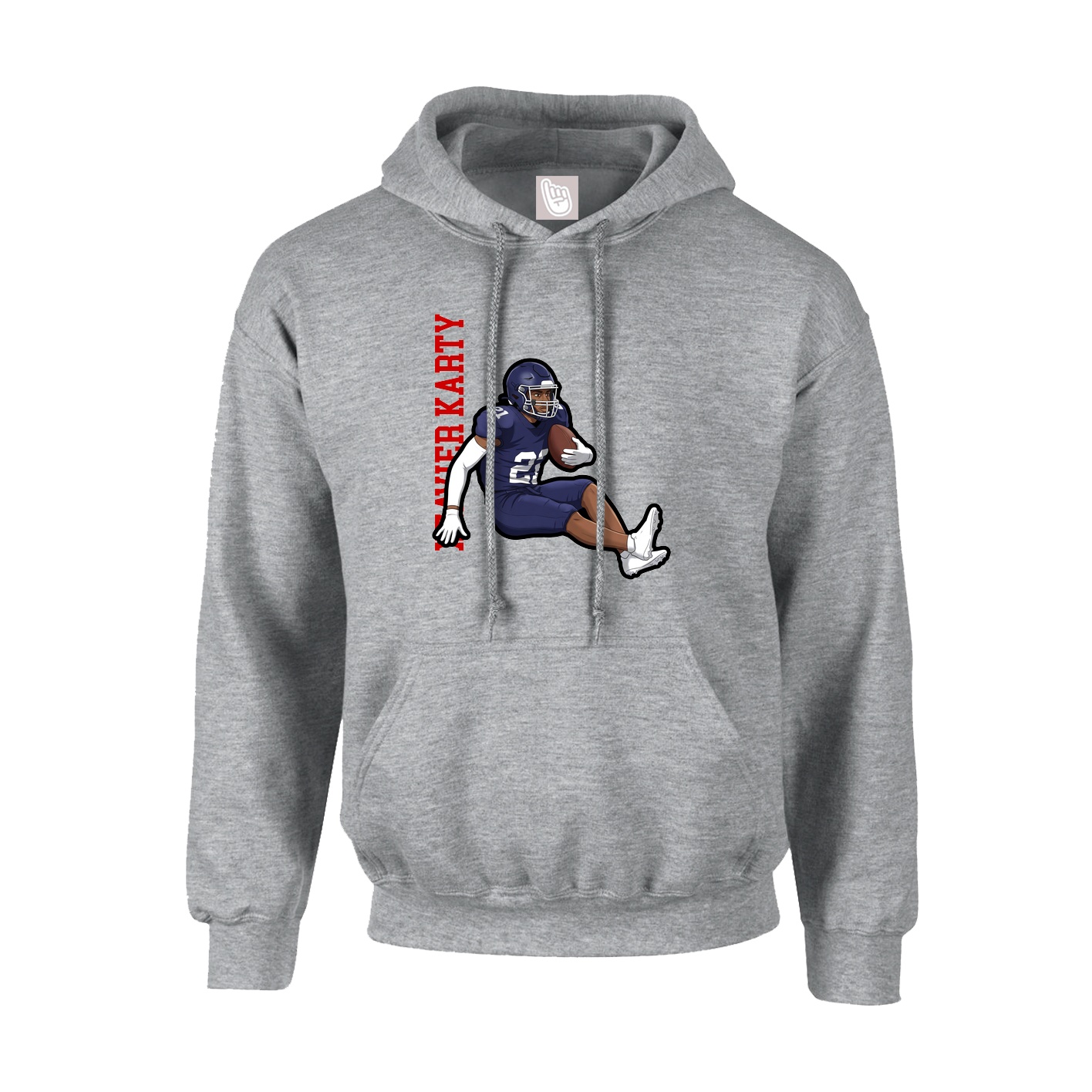 Hoodie — Name Vertical in Grey