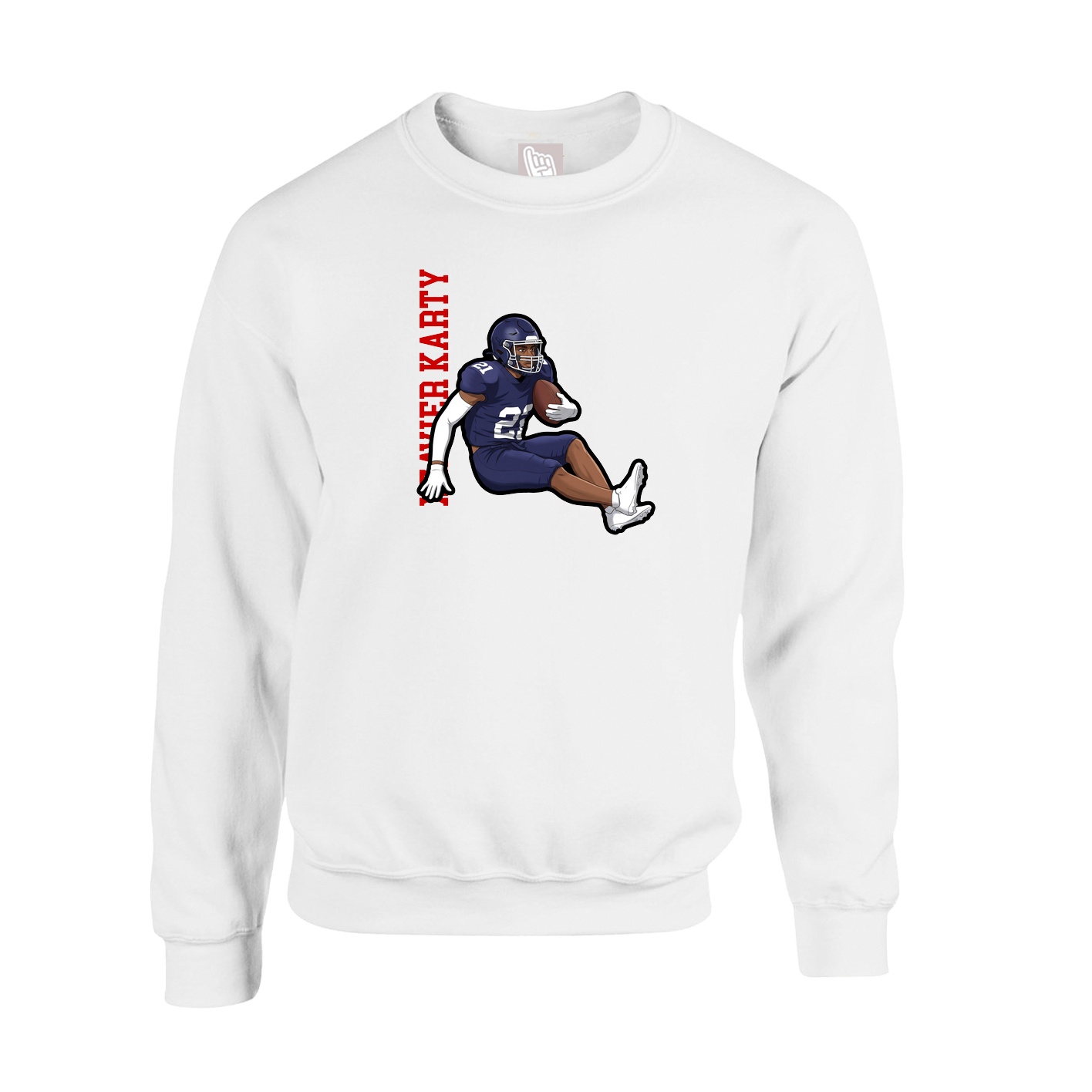 Fleece Crew — Name Vertical in White