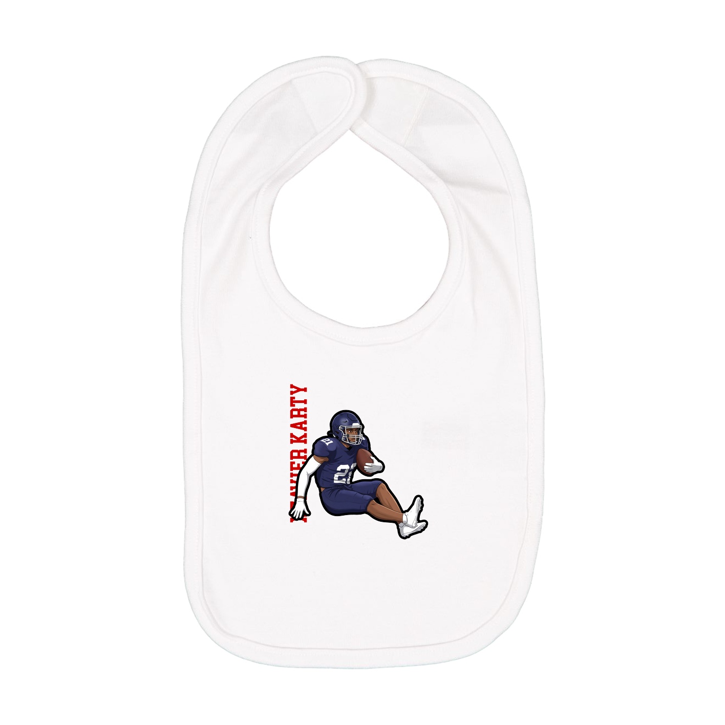 Infant Bib — Name Vertical in White