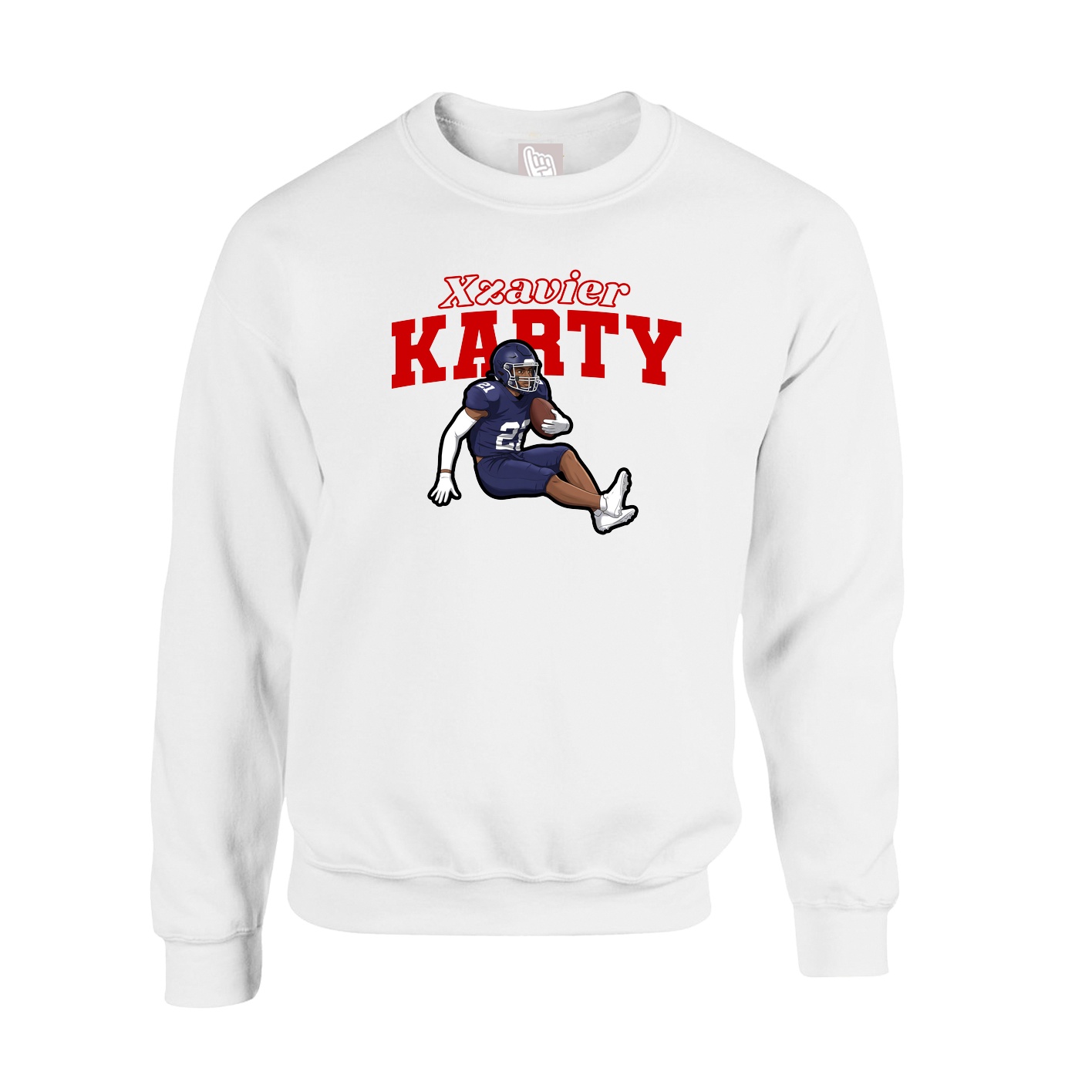 Fleece Crew — Name Arch in White