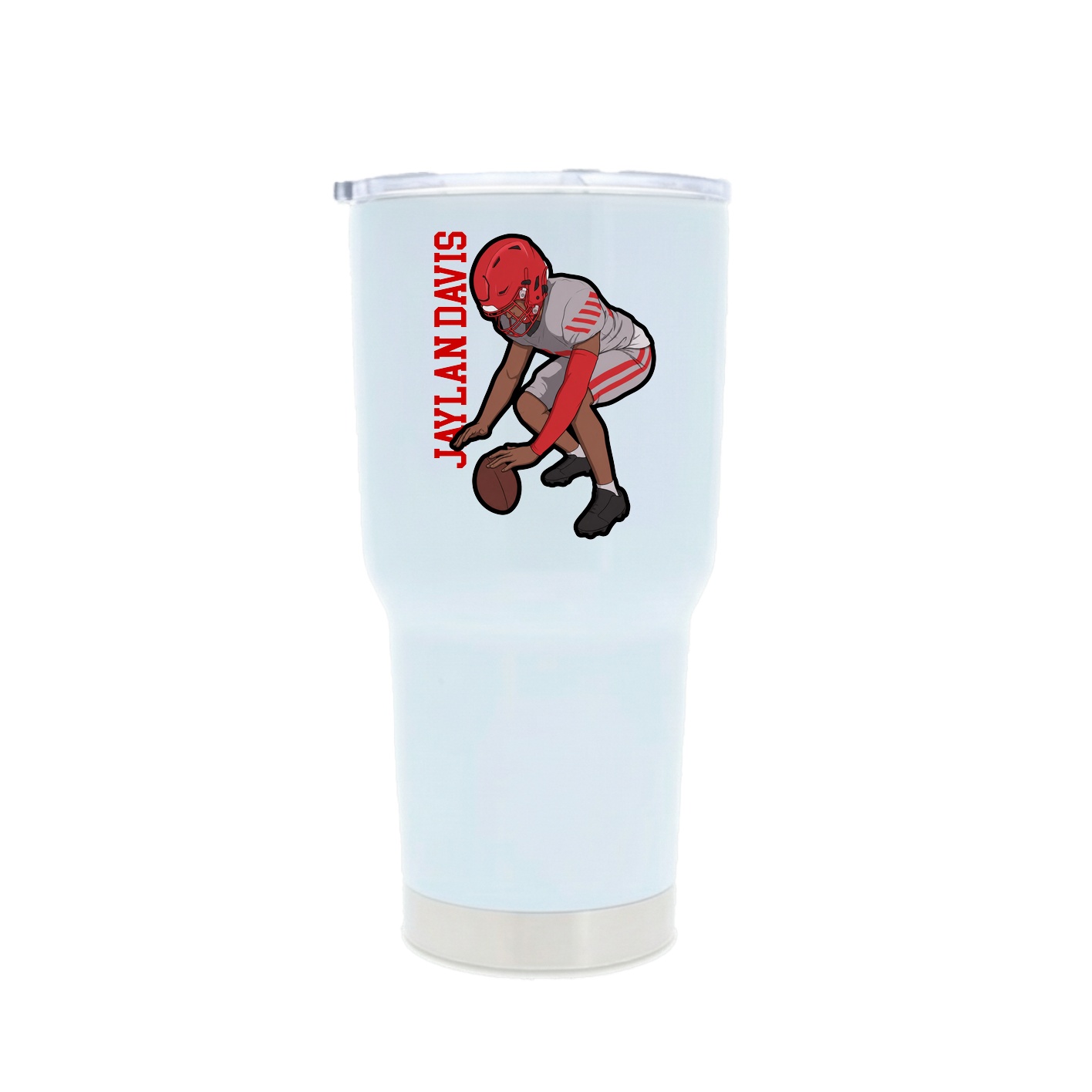 30oz Stainless Steel Tumbler — Name Vertical in White