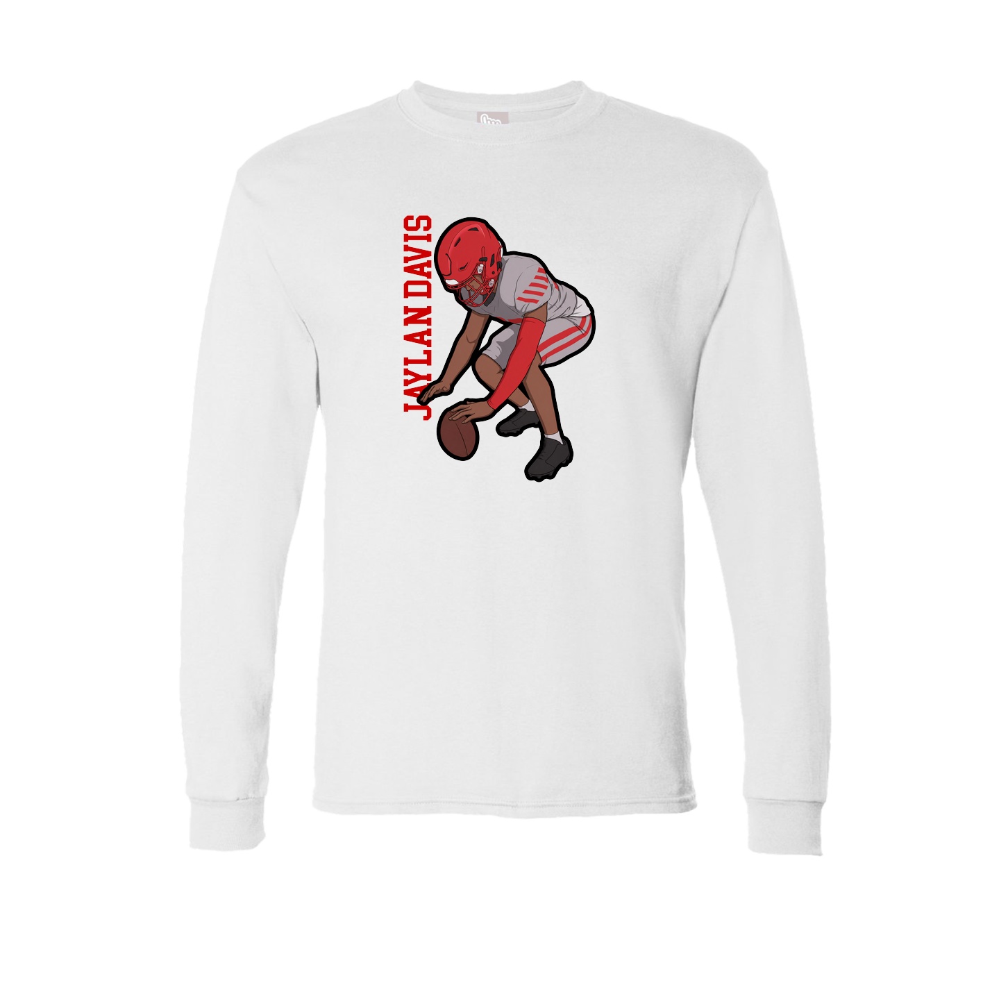 Long Sleeve Tee — Name Vertical in White