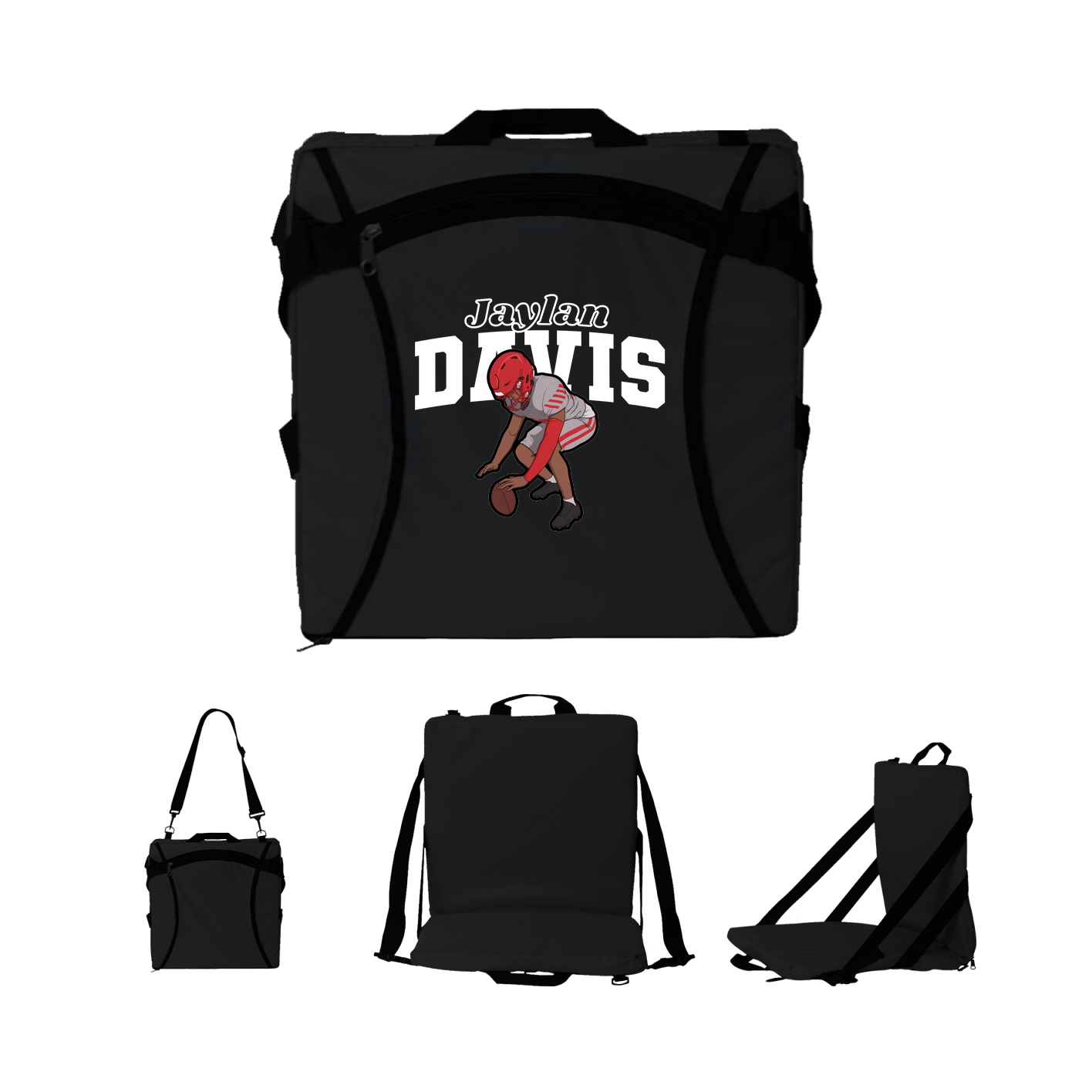 Folding Stadium Seat — Name Arch in Black