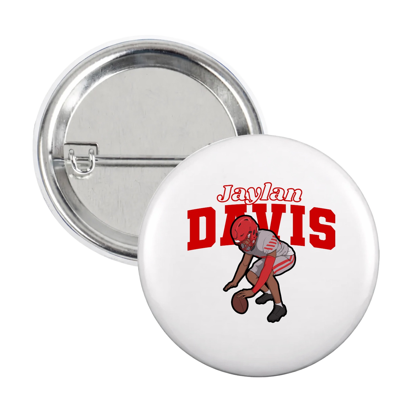 Game Day Button — Name Arch in White