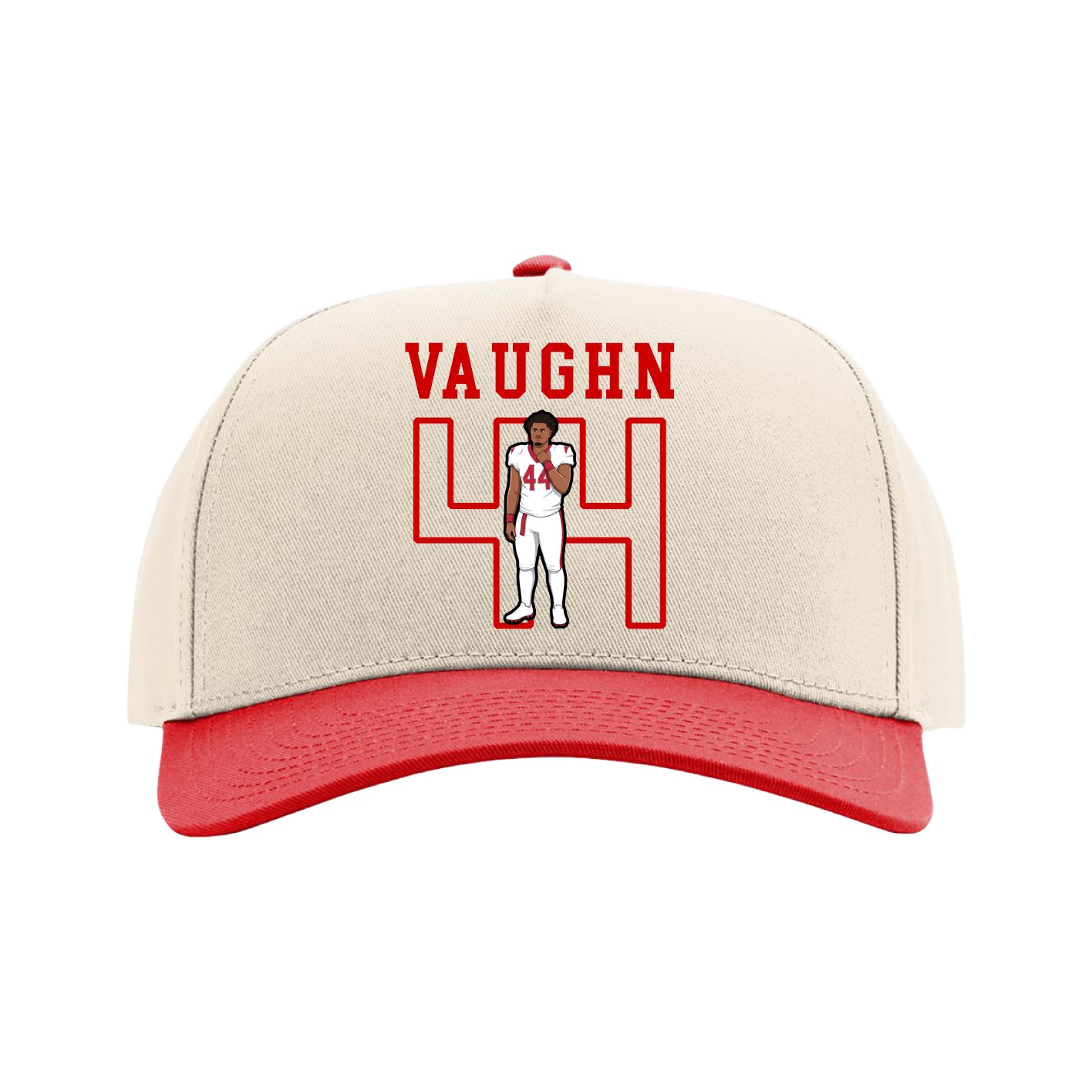 Full Fabric Five-Panel Champ Cap — Shirsey in Cream/Red