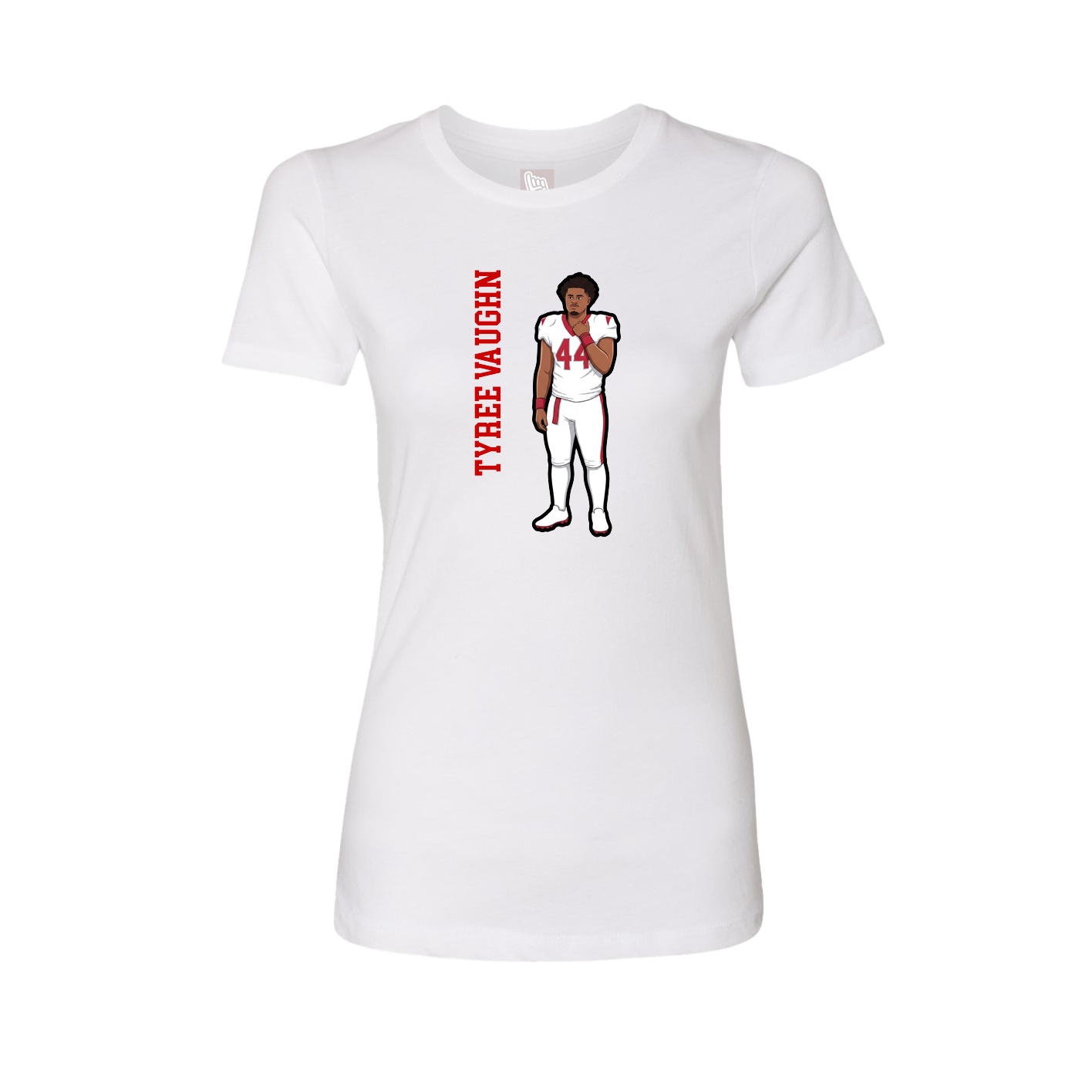 Fitted Women's Tee — Name Vertical in White