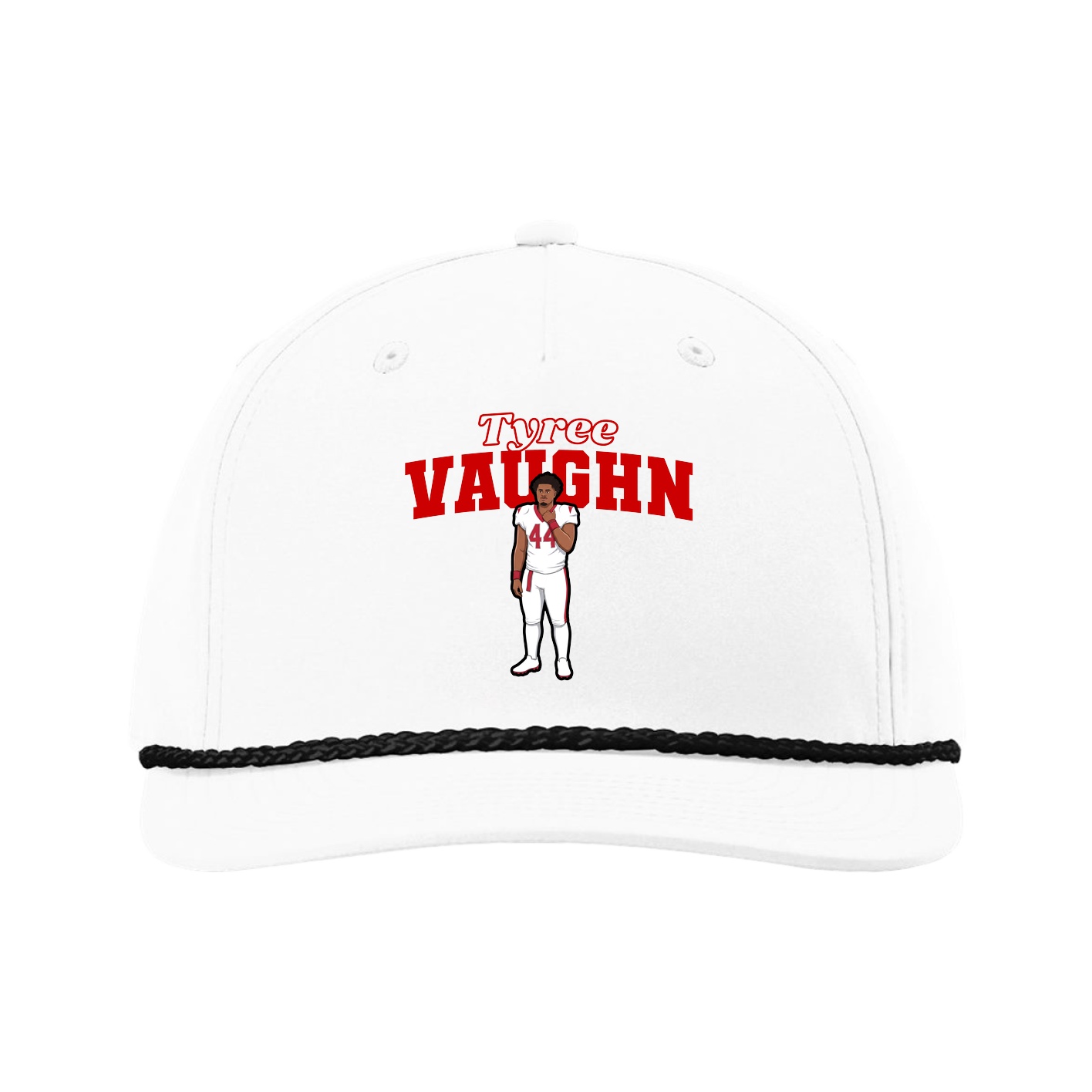 Five-Panel Classic Rope Cap — Name Arch in White