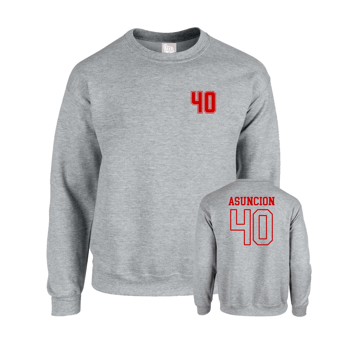Fleece Crew — Chest Back in Grey