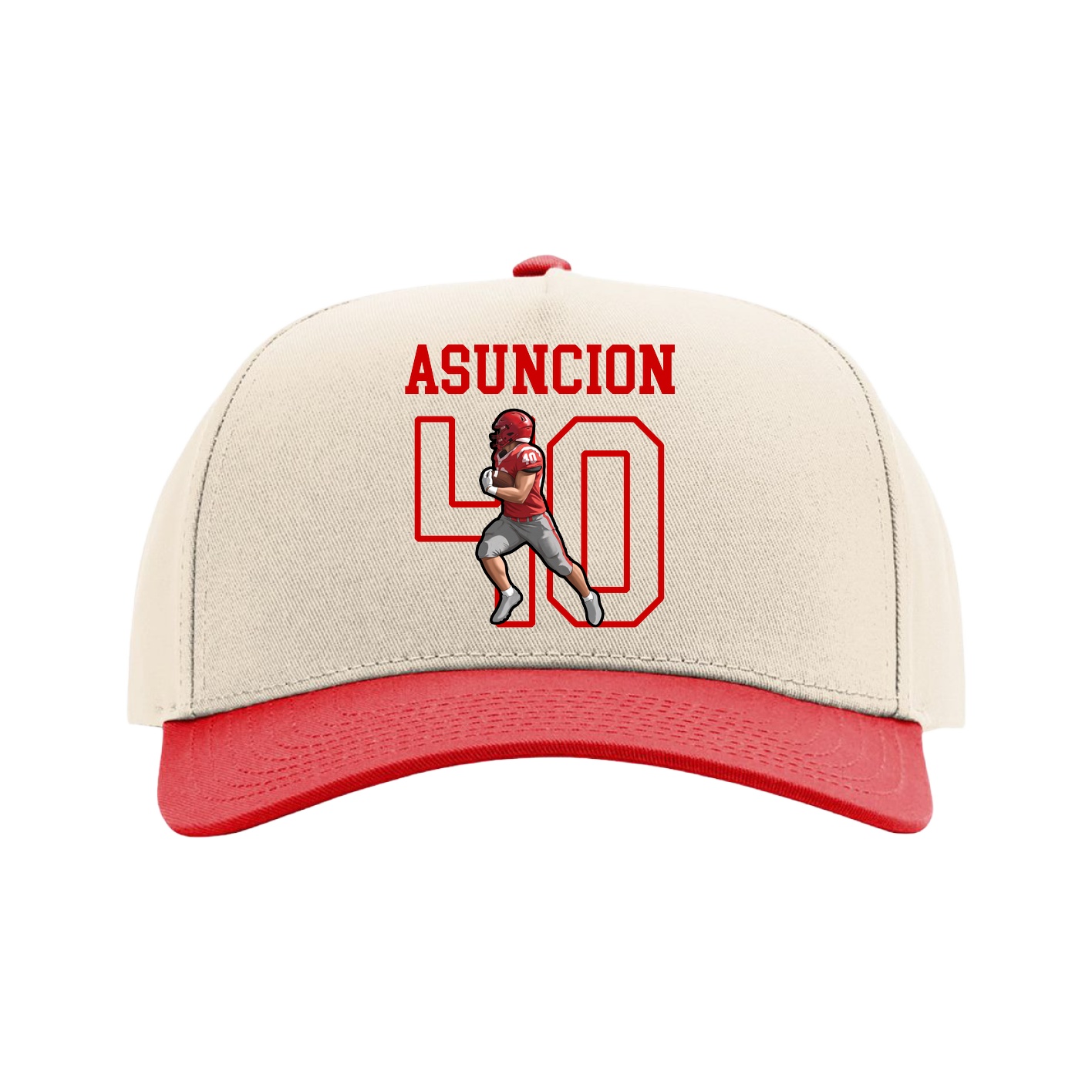 Full Fabric Five-Panel Champ Cap — Shirsey in Cream/Red