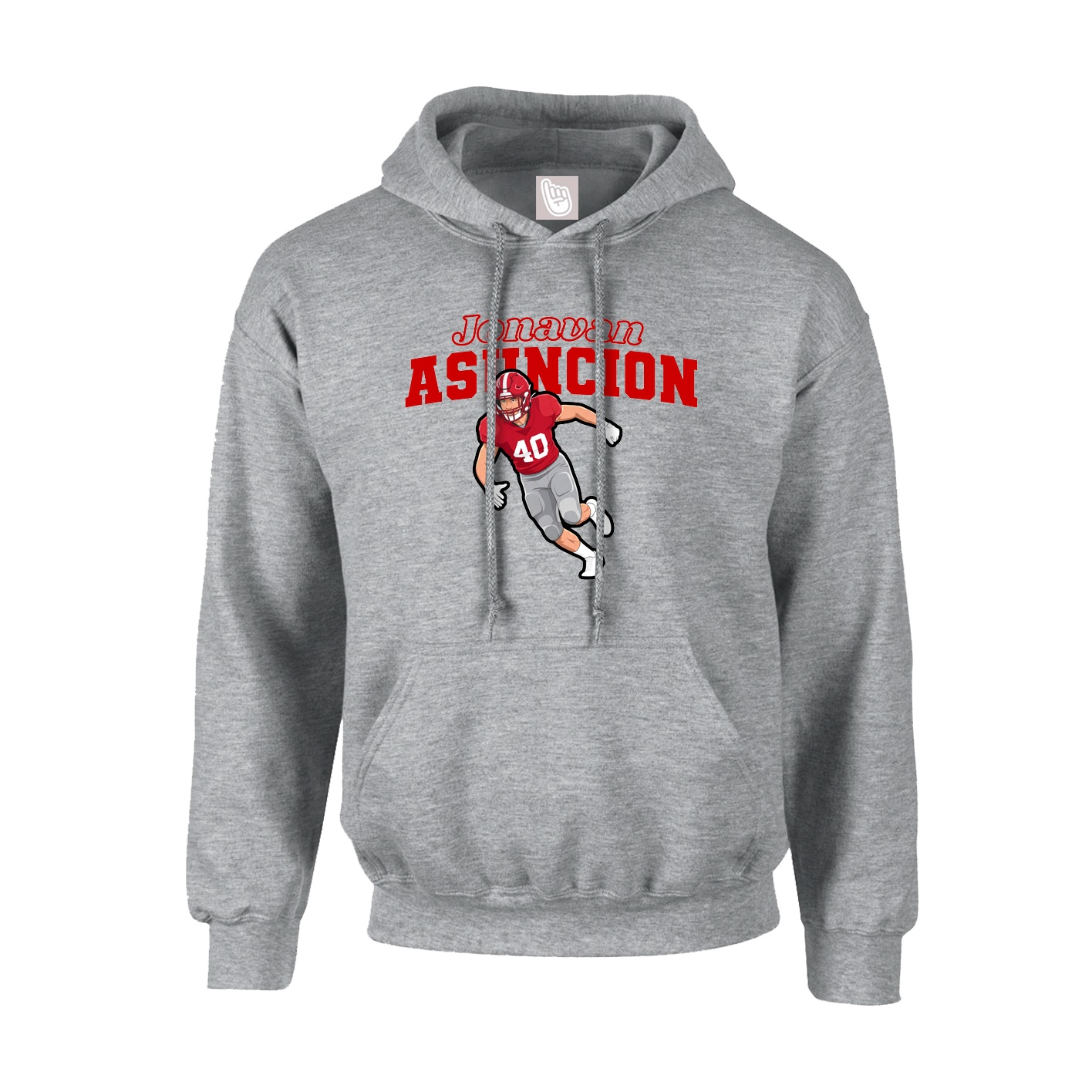 Youth Hoodie — Name Arch in Grey