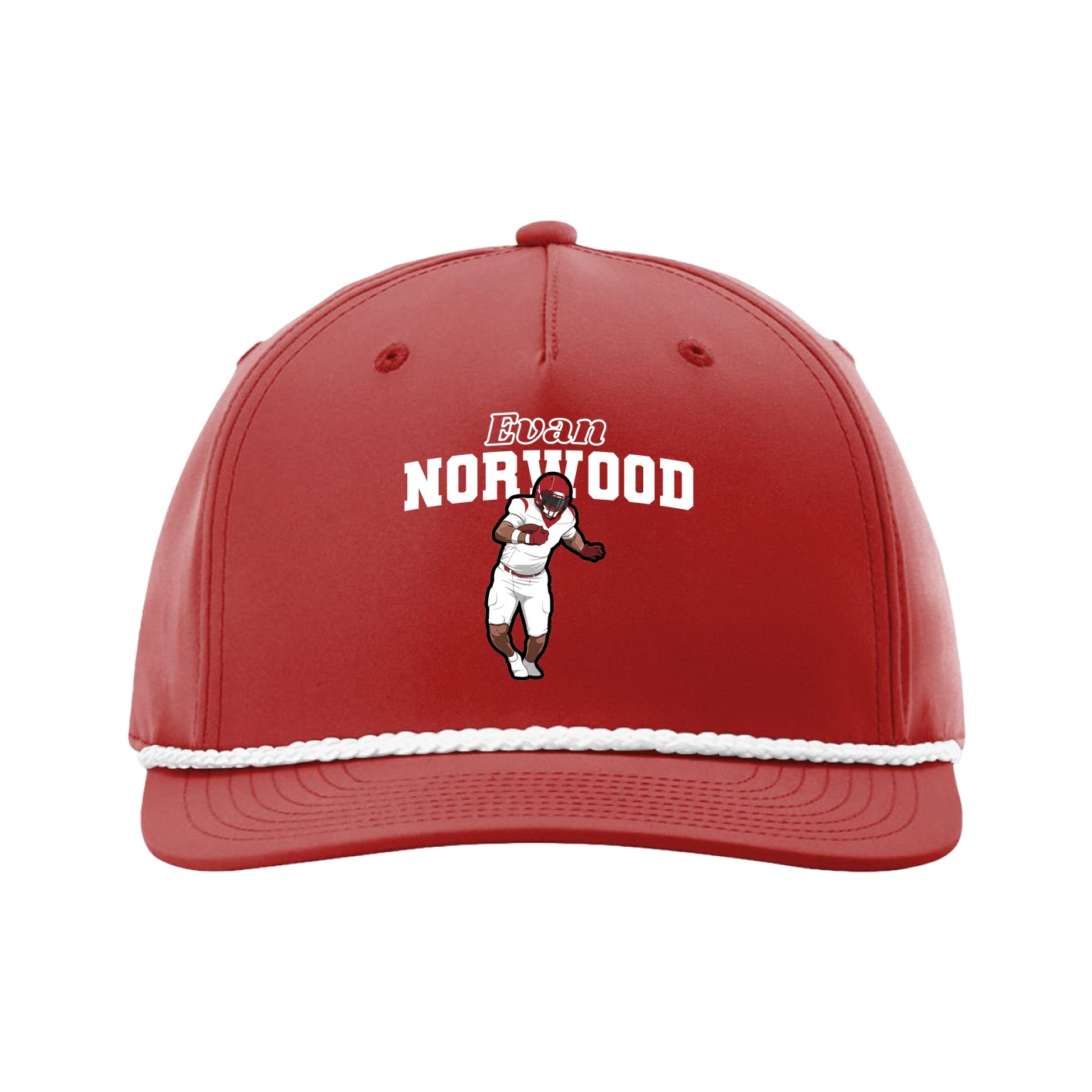 Five-Panel Classic Rope Cap — Name Arch in Red