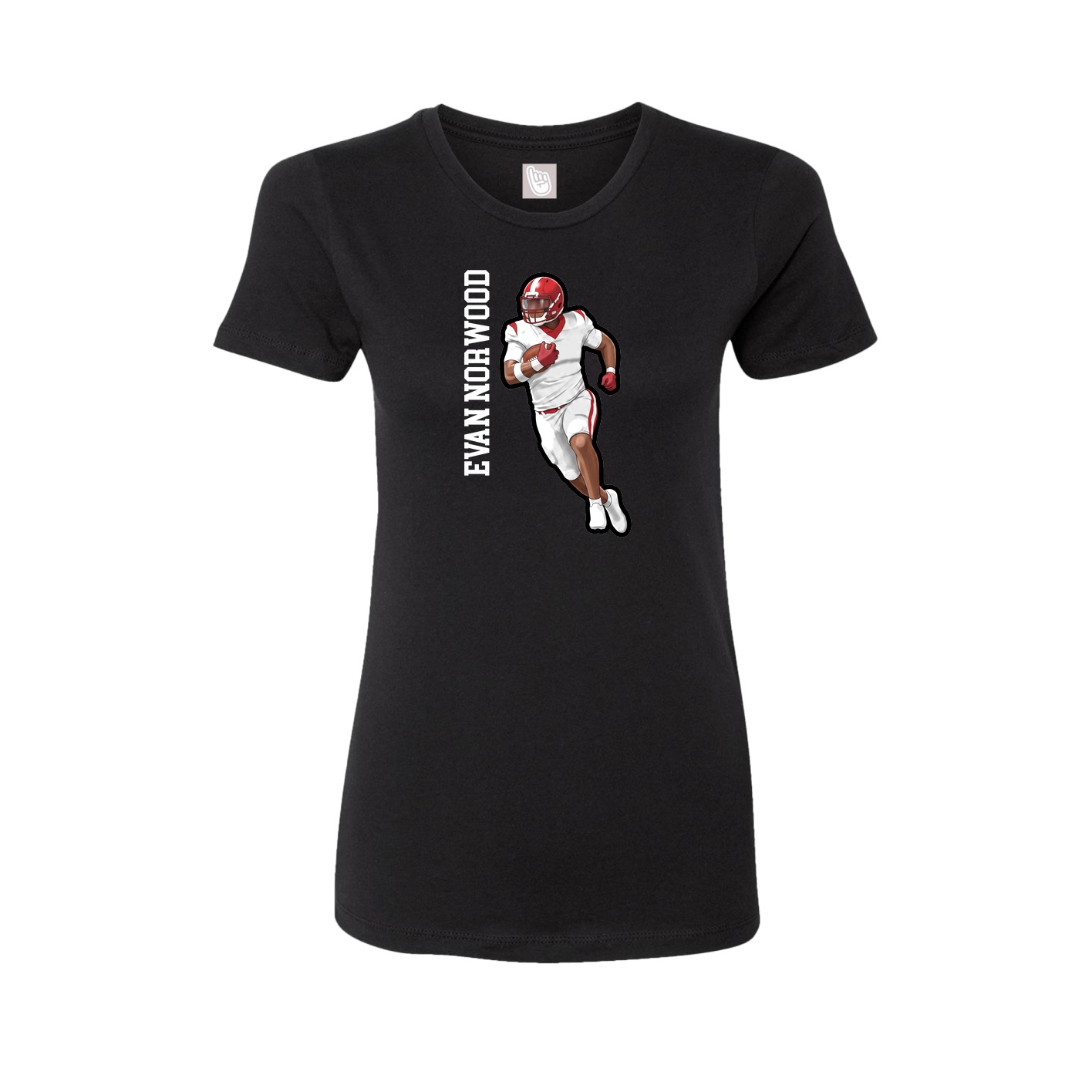 Fitted Women's Tee — Name Vertical in Black