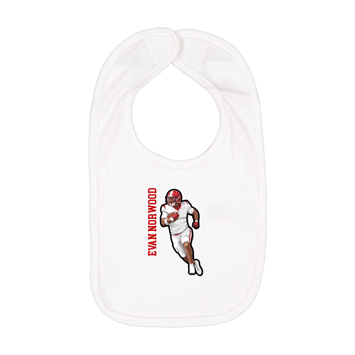Infant Bib — Name Vertical in White