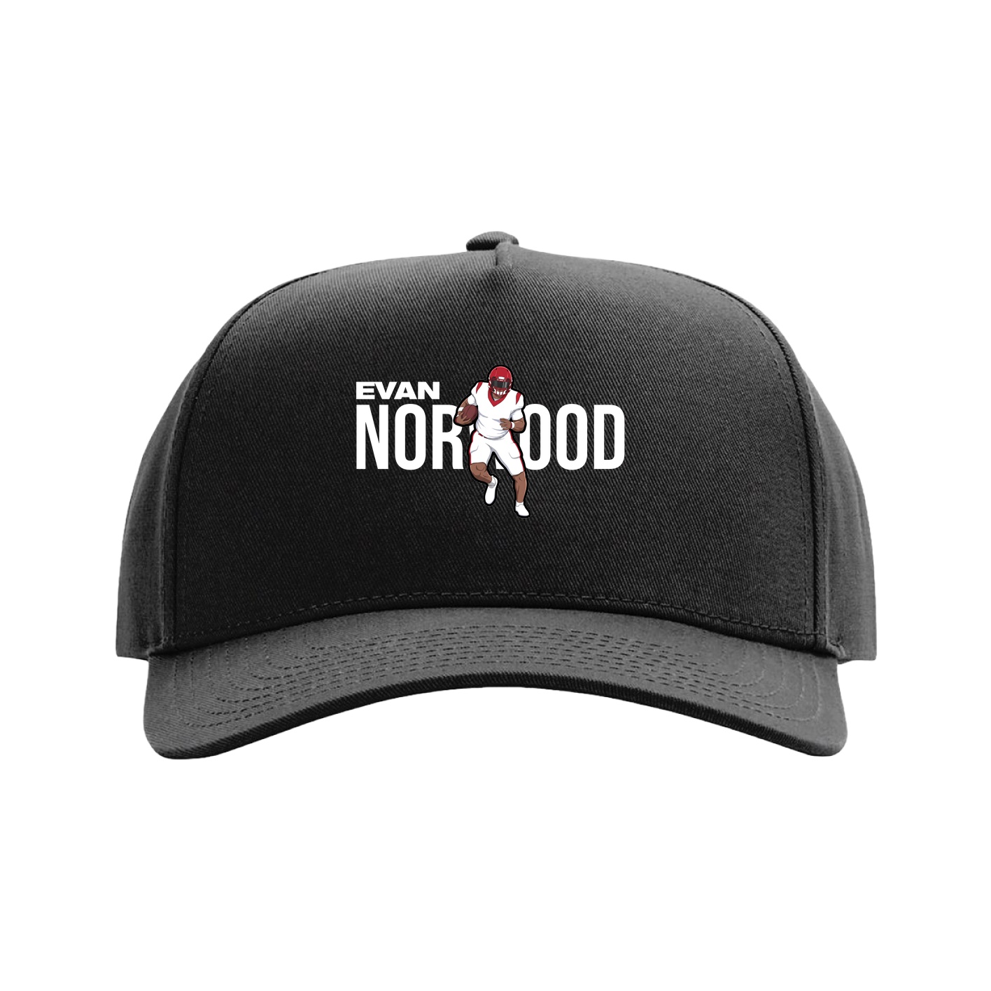 Full Fabric Five-Panel Champ Cap — Player Name in Black