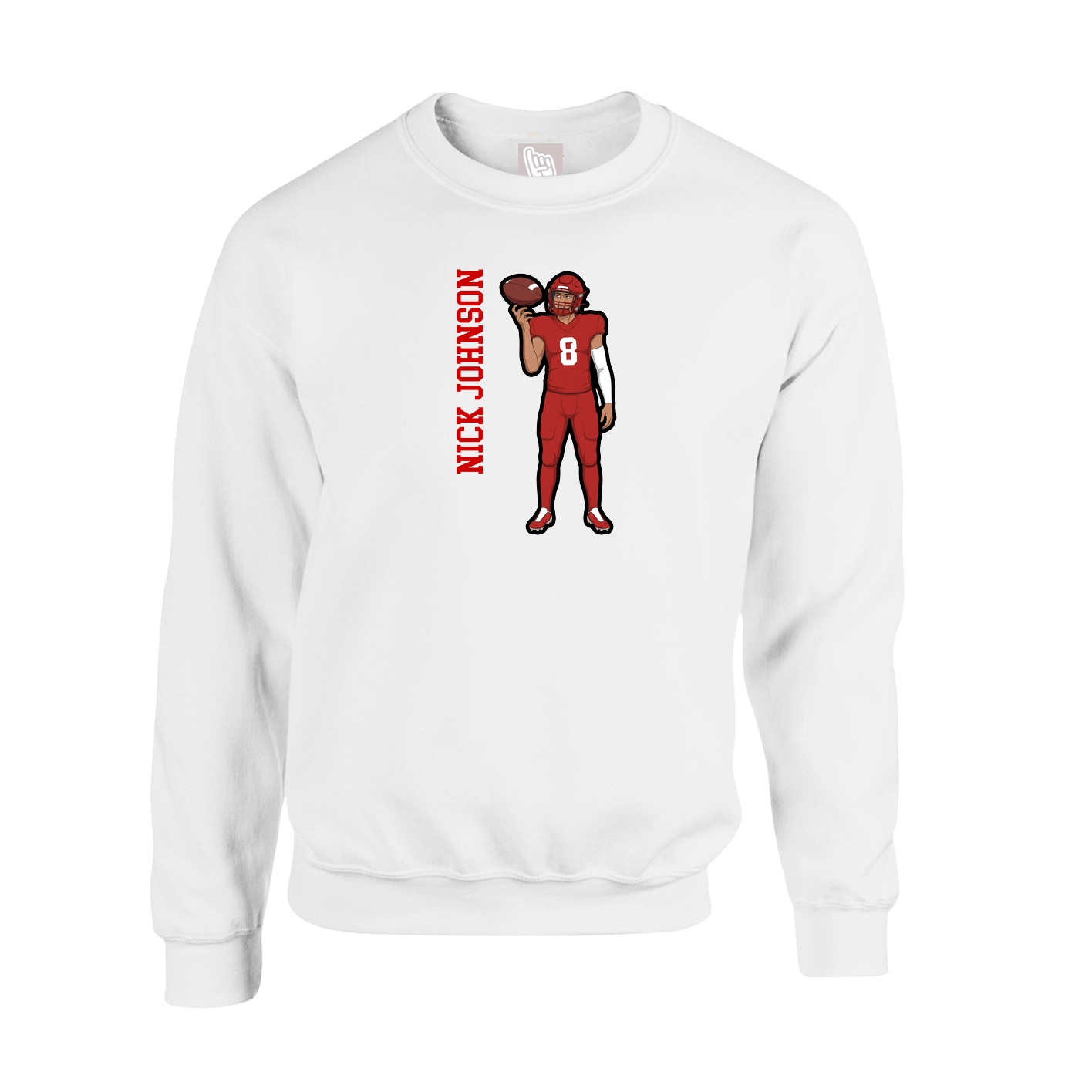 Fleece Crew — Name Vertical in White