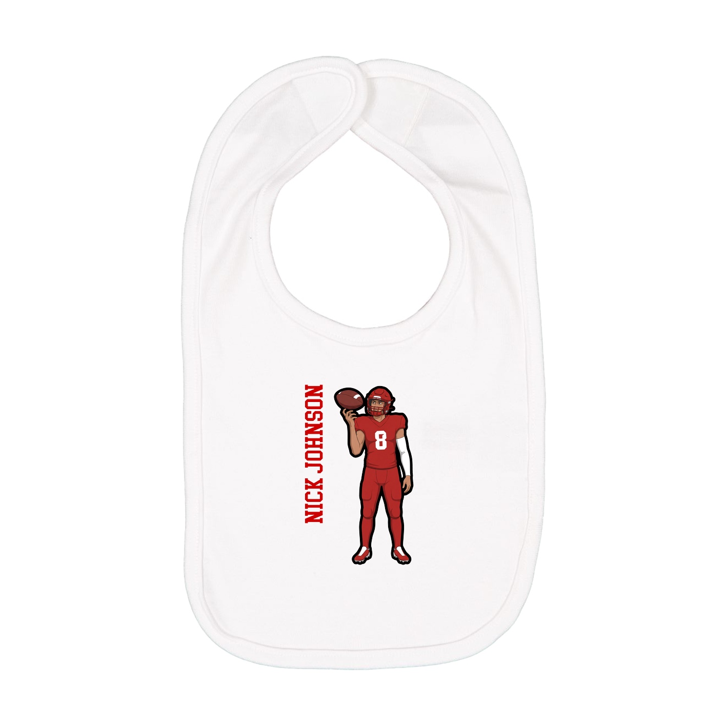 Infant Bib — Name Vertical in White