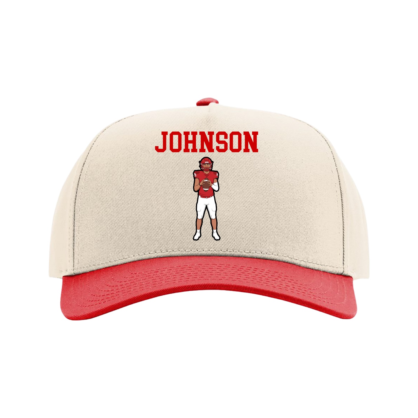 Full Fabric Five-Panel Champ Cap — Shirsey in Cream/Red