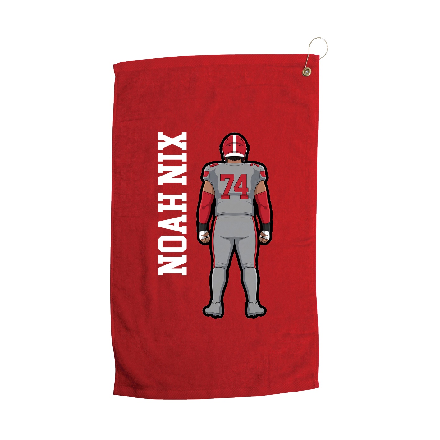 Golf Towel — Name Vertical in Red
