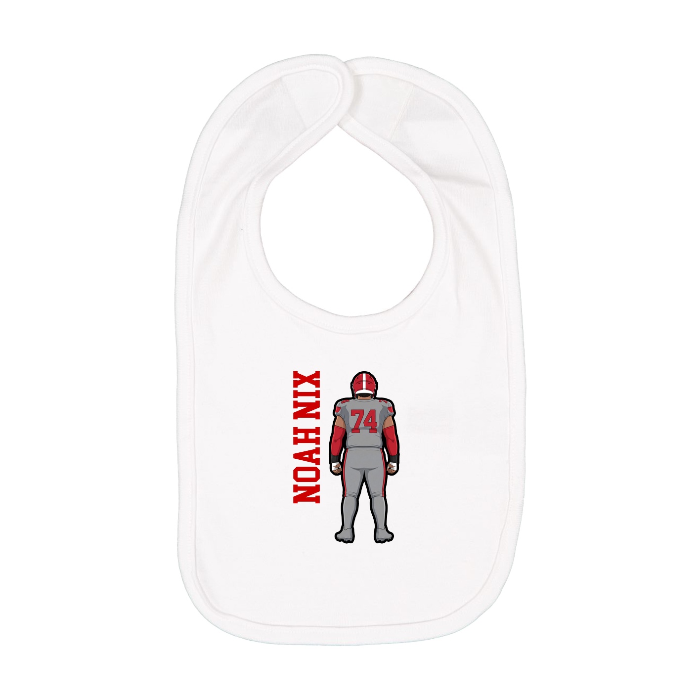 Infant Bib — Name Vertical in White