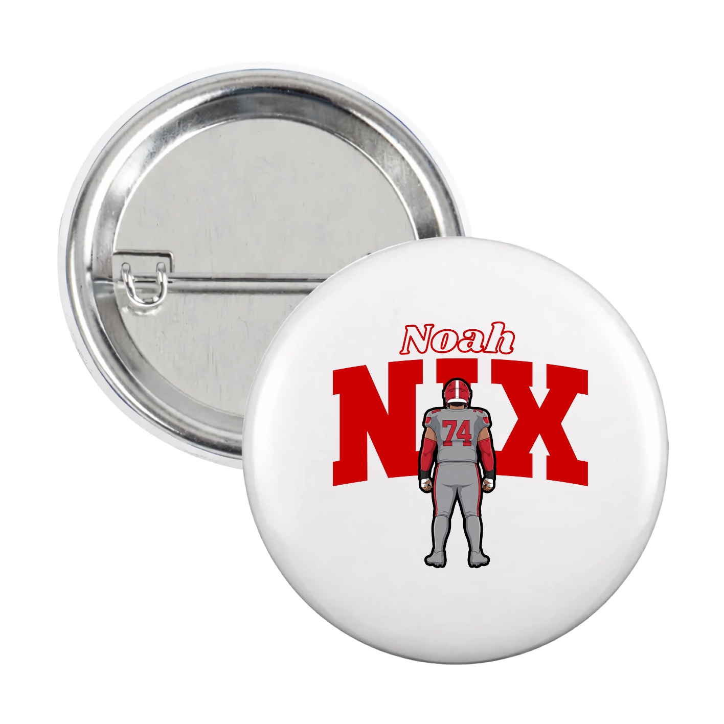 Game Day Button — Name Arch in White