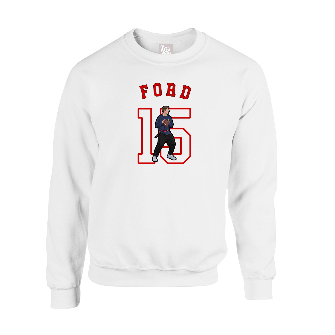 Fleece Crew — Shirsey Arch in White