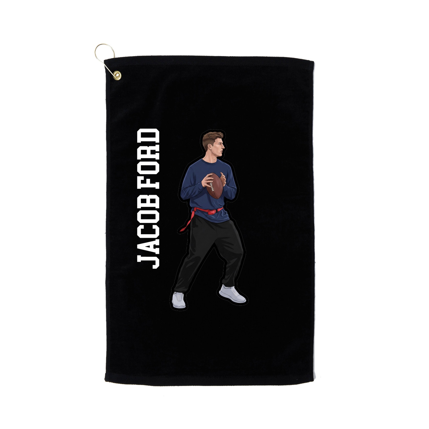 Golf Towel — Name Vertical in Black
