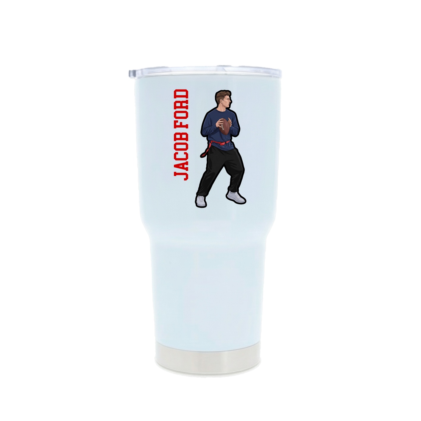 30oz Stainless Steel Tumbler — Name Vertical in White