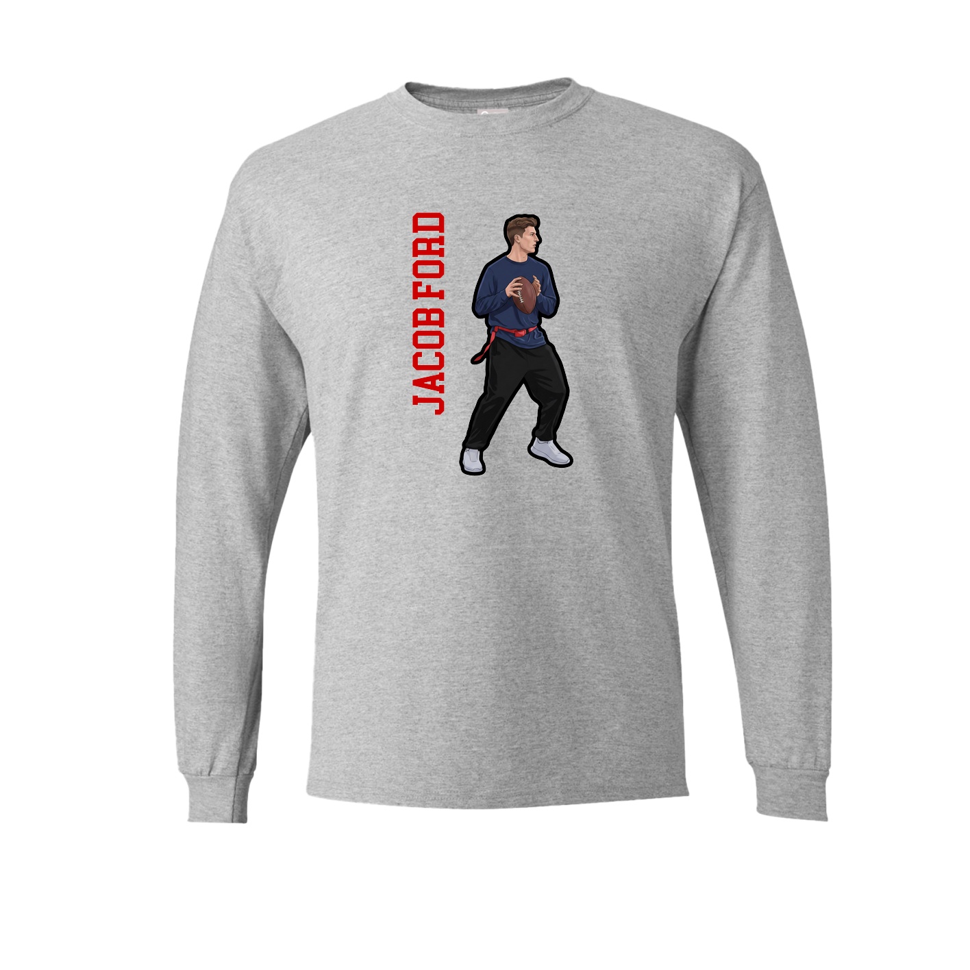 Long Sleeve Tee — Name Vertical in Grey