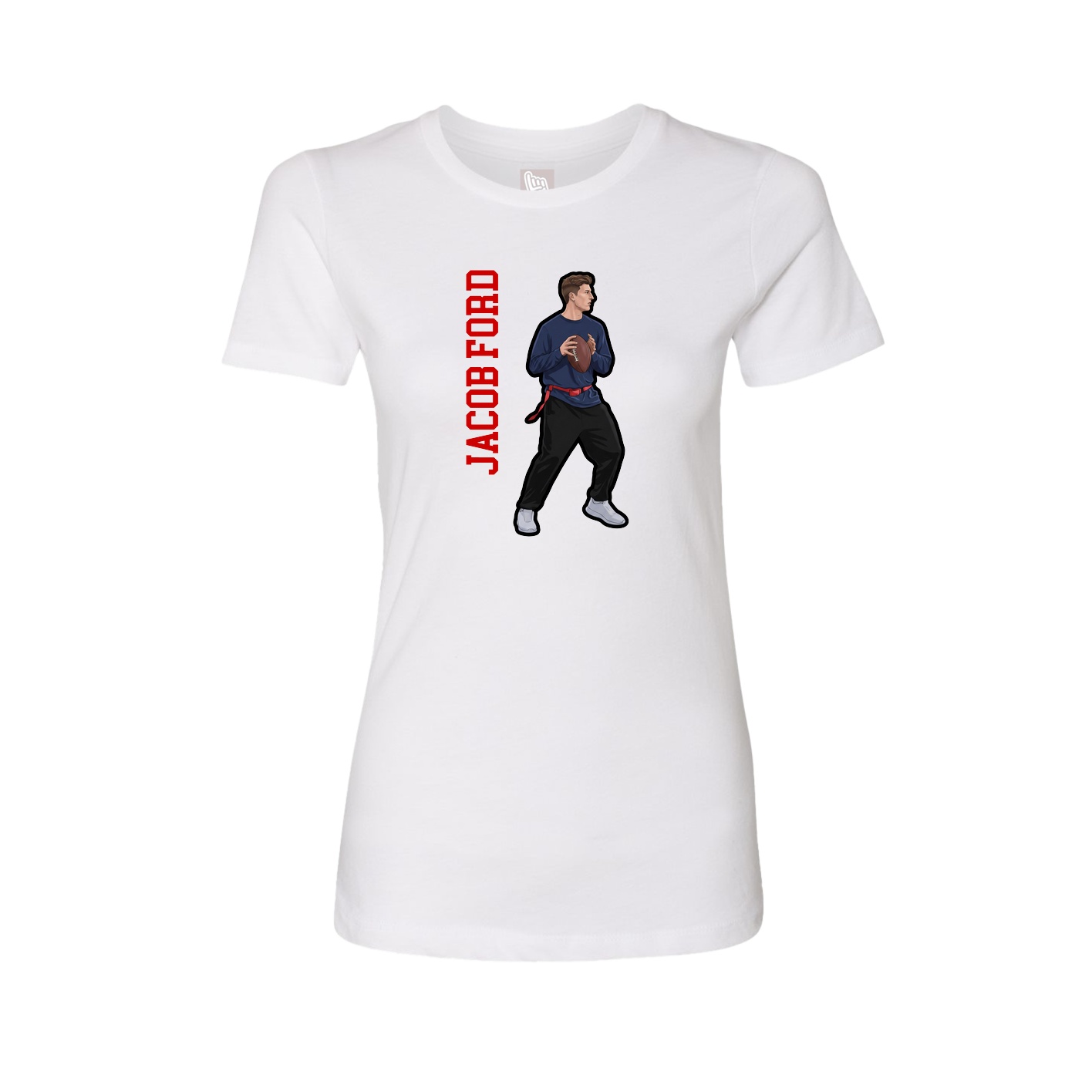 Fitted Women's Tee — Name Vertical in White