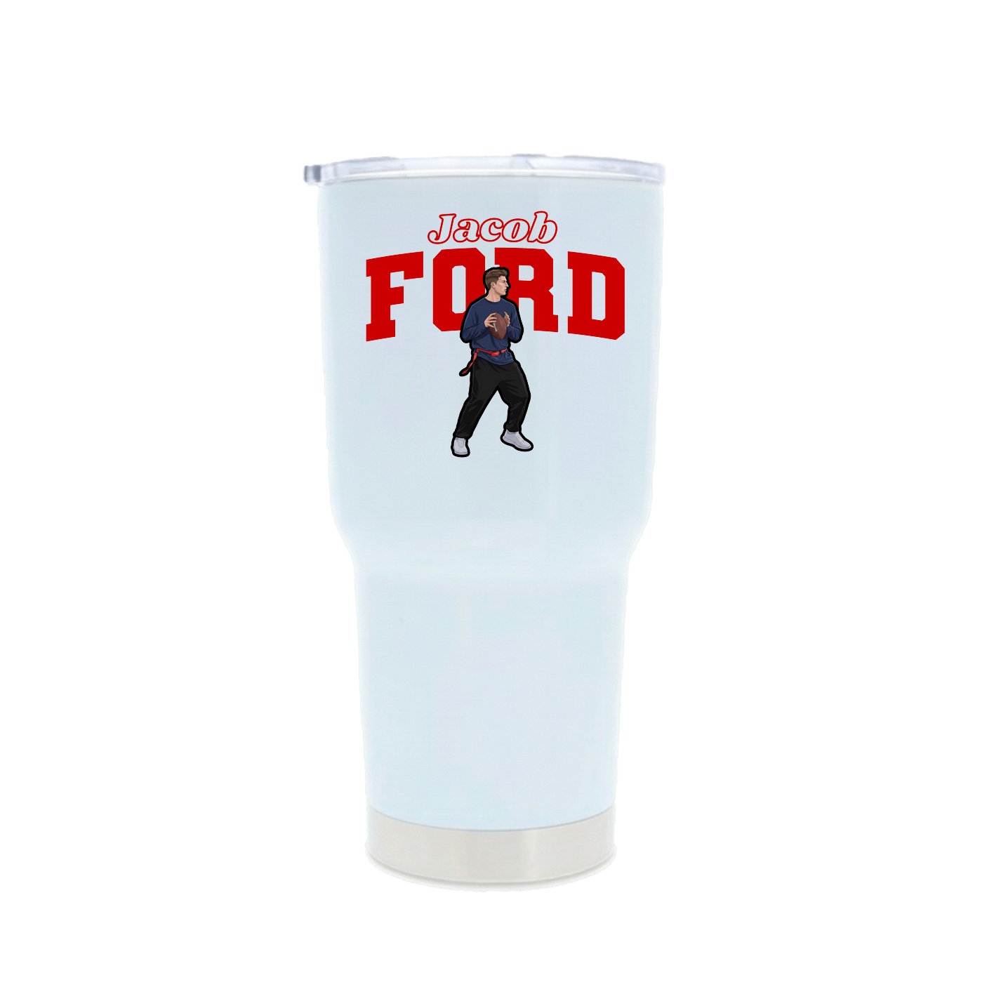 30oz Stainless Steel Tumbler — Name Arch in White