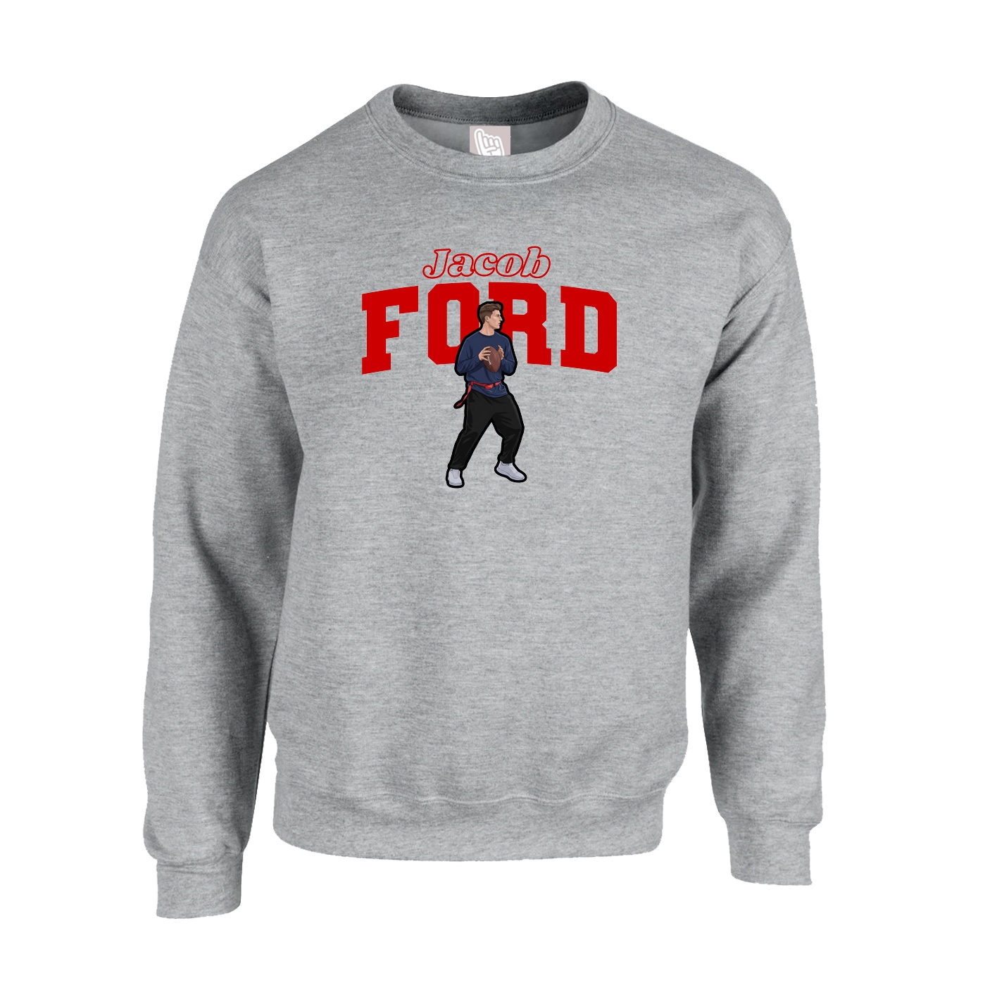 Fleece Crew — Name Arch in Grey