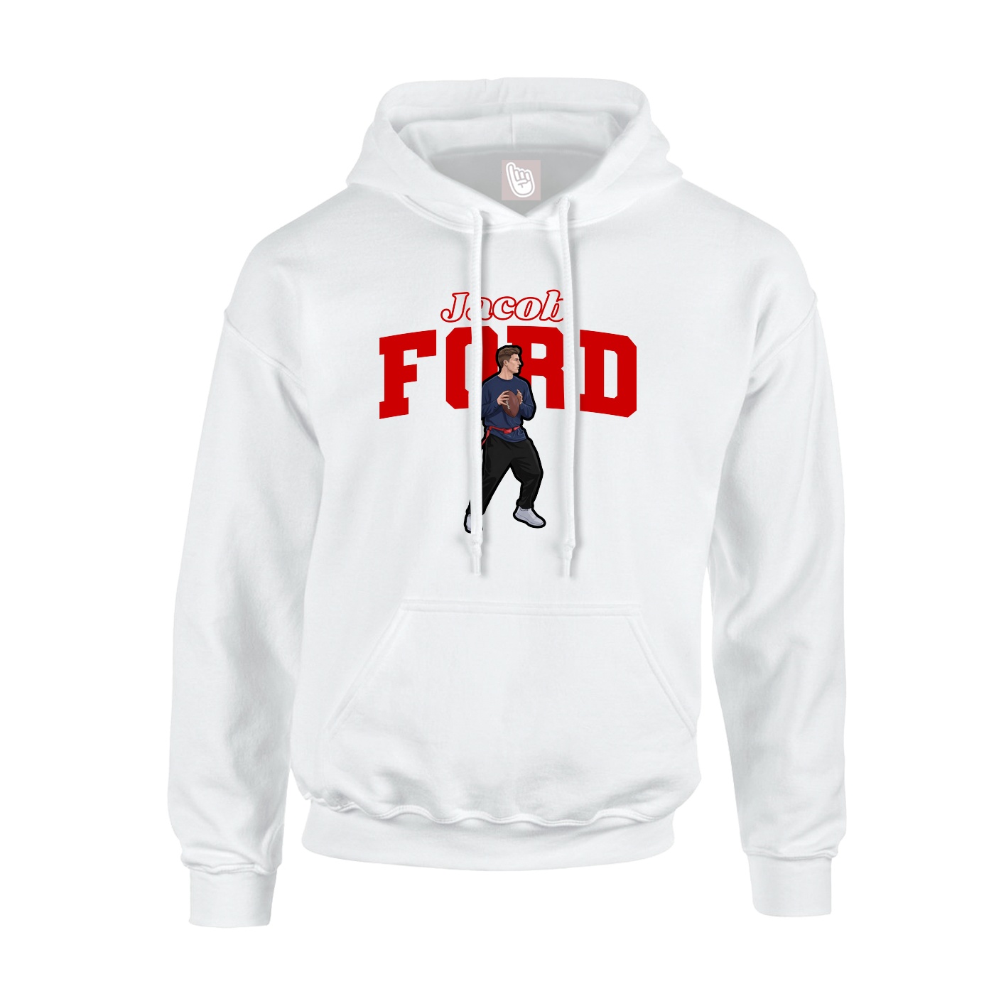 Youth Hoodie — Name Arch in White