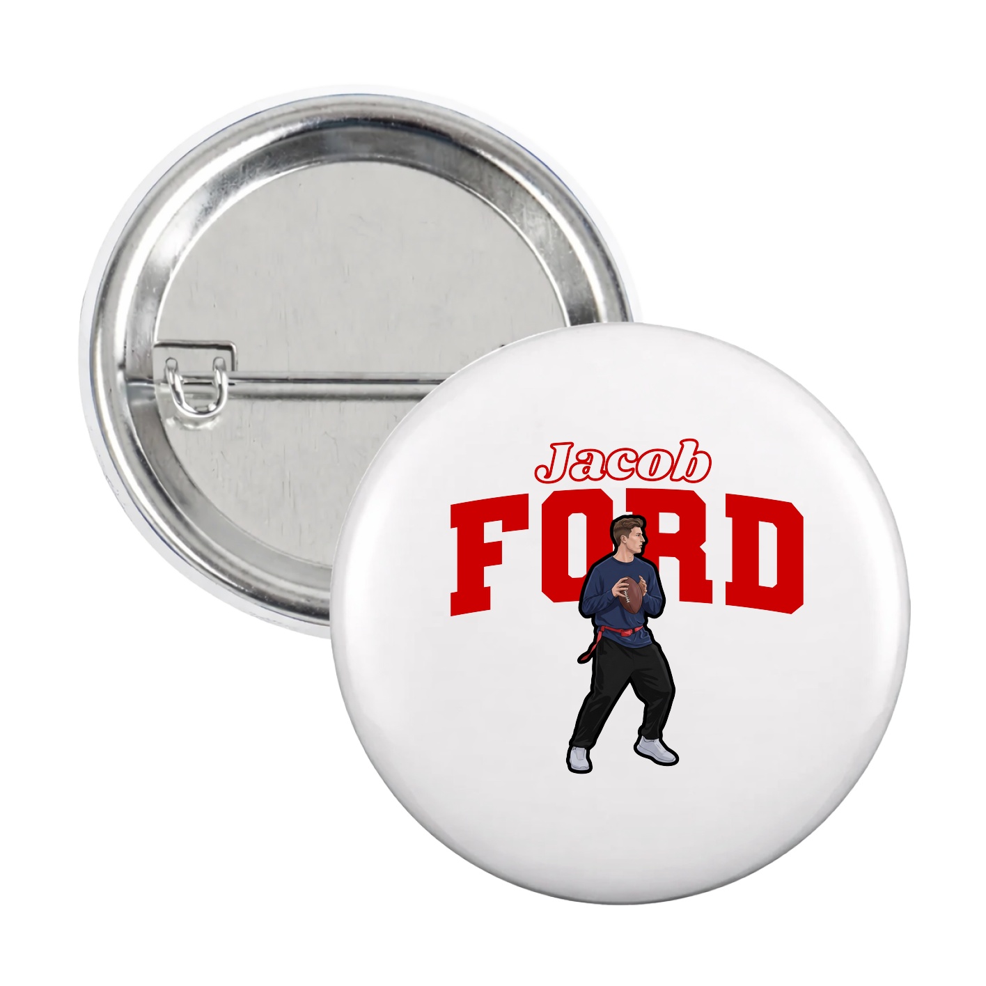 Game Day Button — Name Arch in White