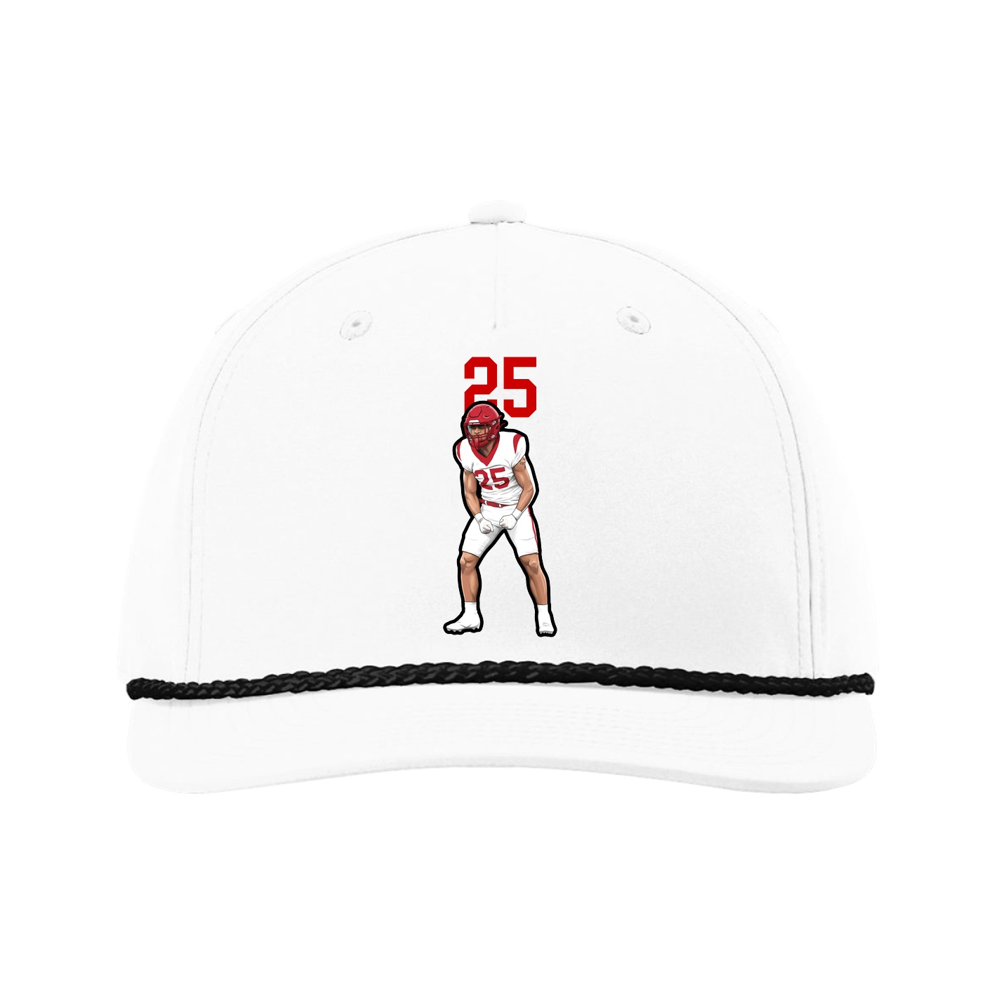 Five-Panel Classic Rope Cap — Number Top in White