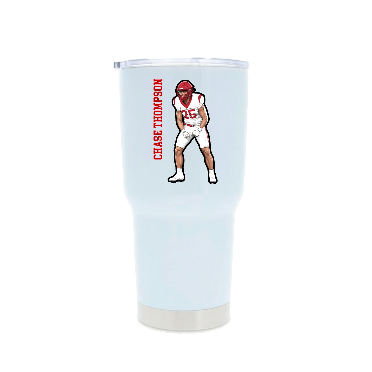 30oz Stainless Steel Tumbler — Name Vertical in White