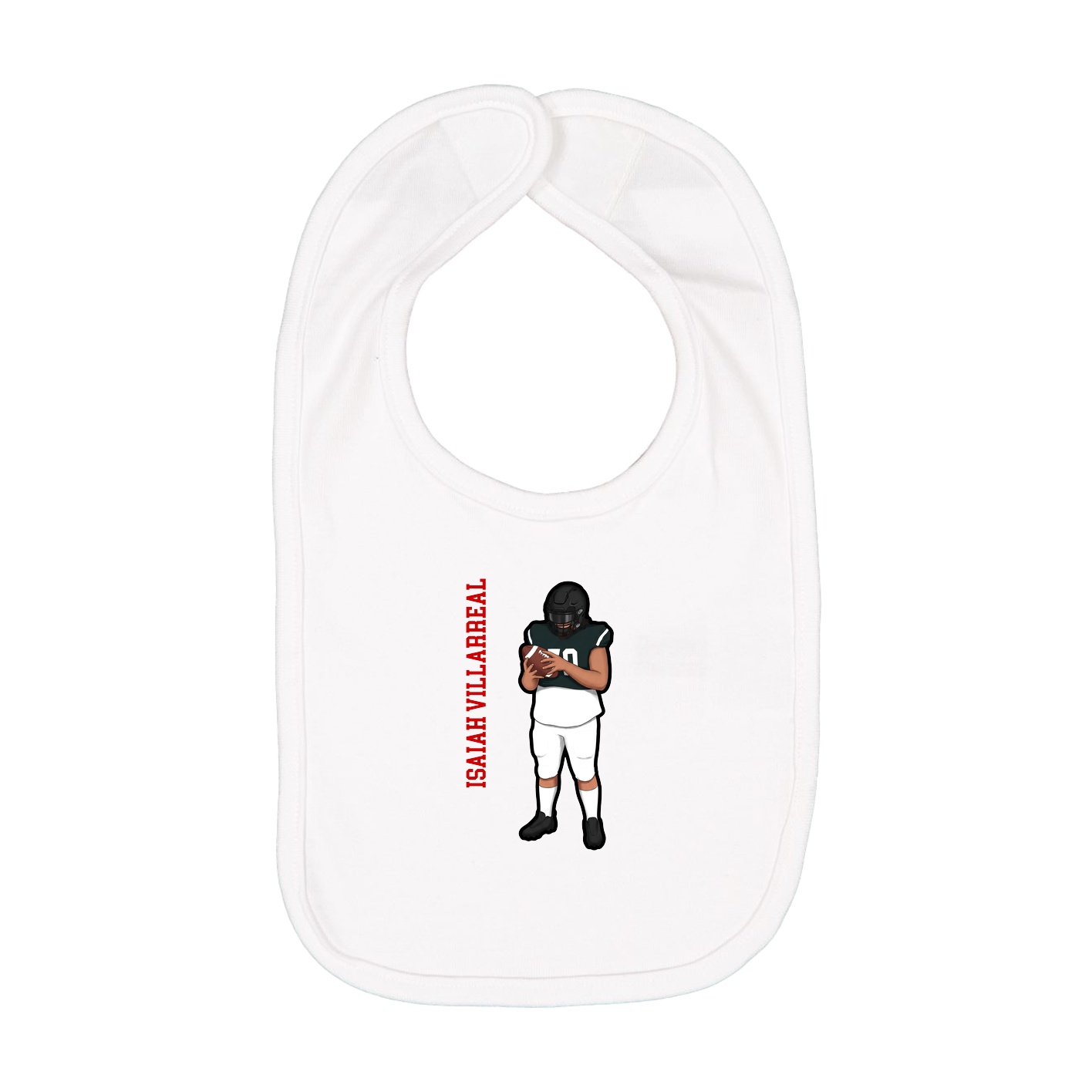 Infant Bib — Name Vertical in White