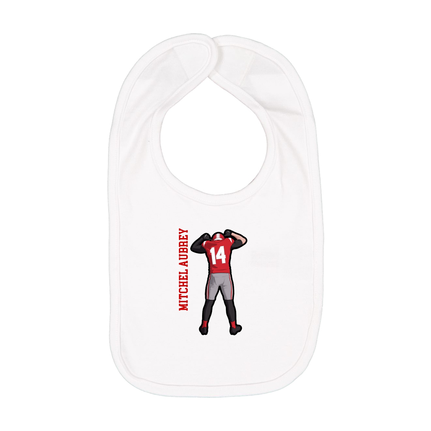 Infant Bib — Name Vertical in White