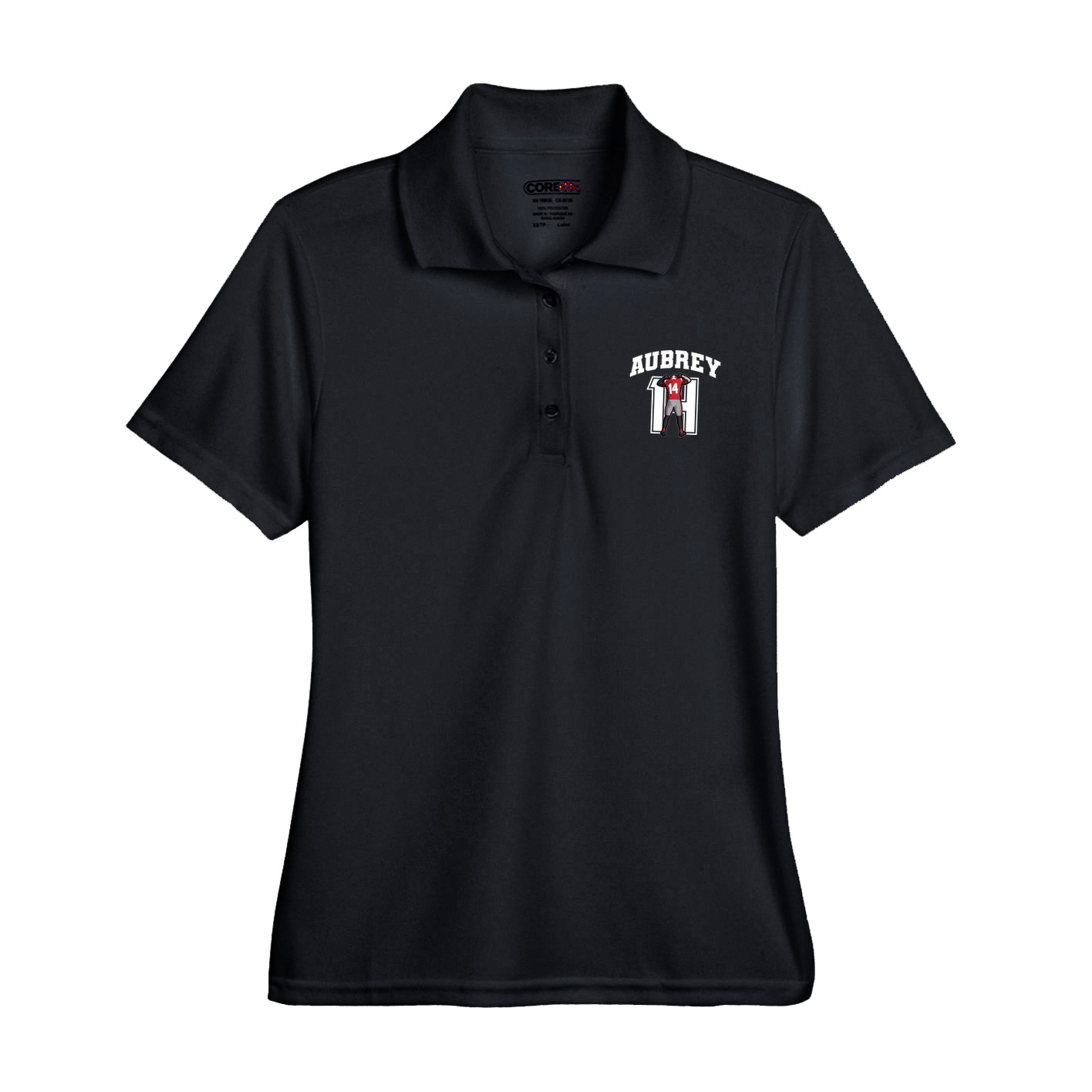 Womens Performance Polo — Number in Black