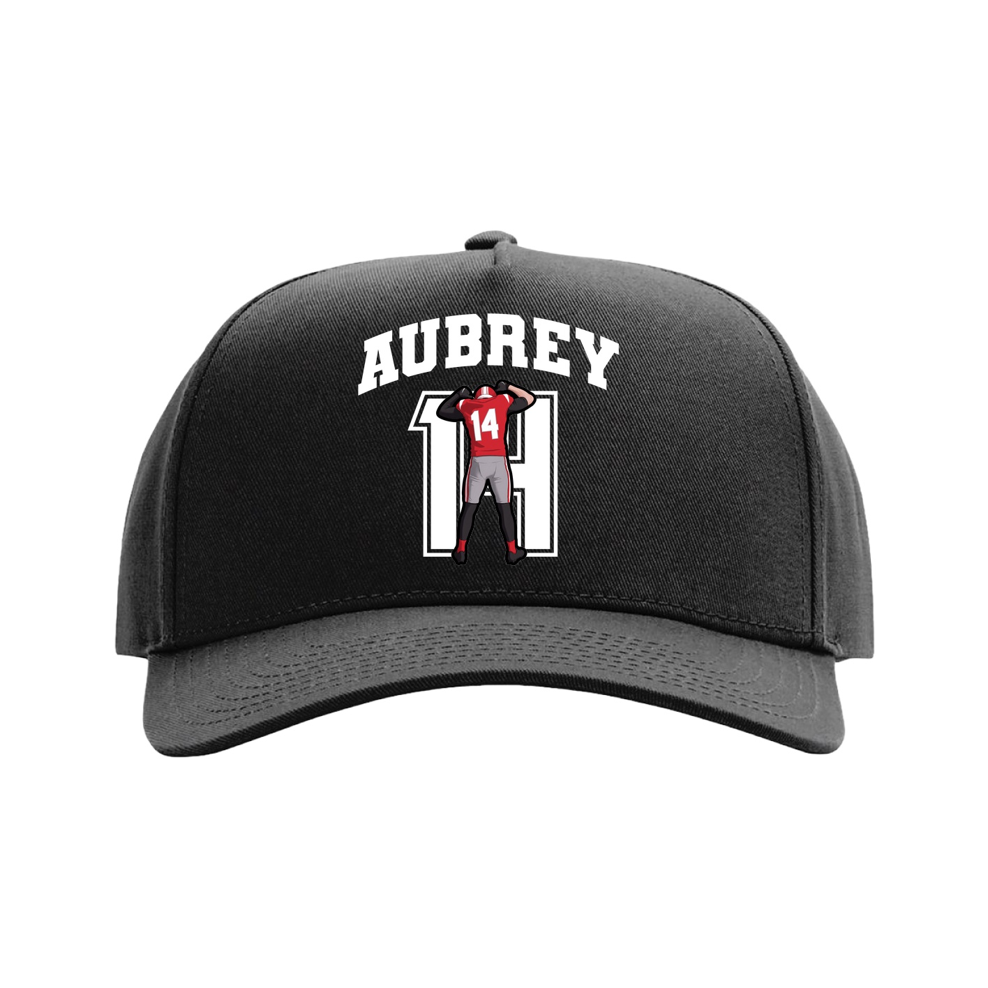 Full Fabric Five-Panel Champ Cap — Number in Black