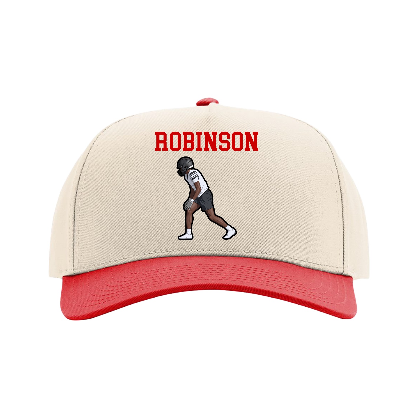 Full Fabric Five-Panel Champ Cap — Shirsey in Cream/Red