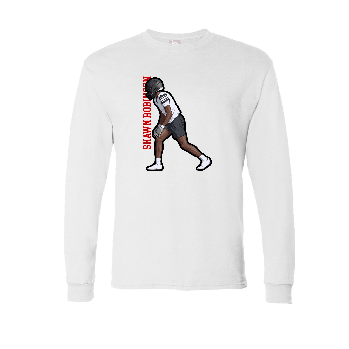 Long Sleeve Tee — Name Vertical in White