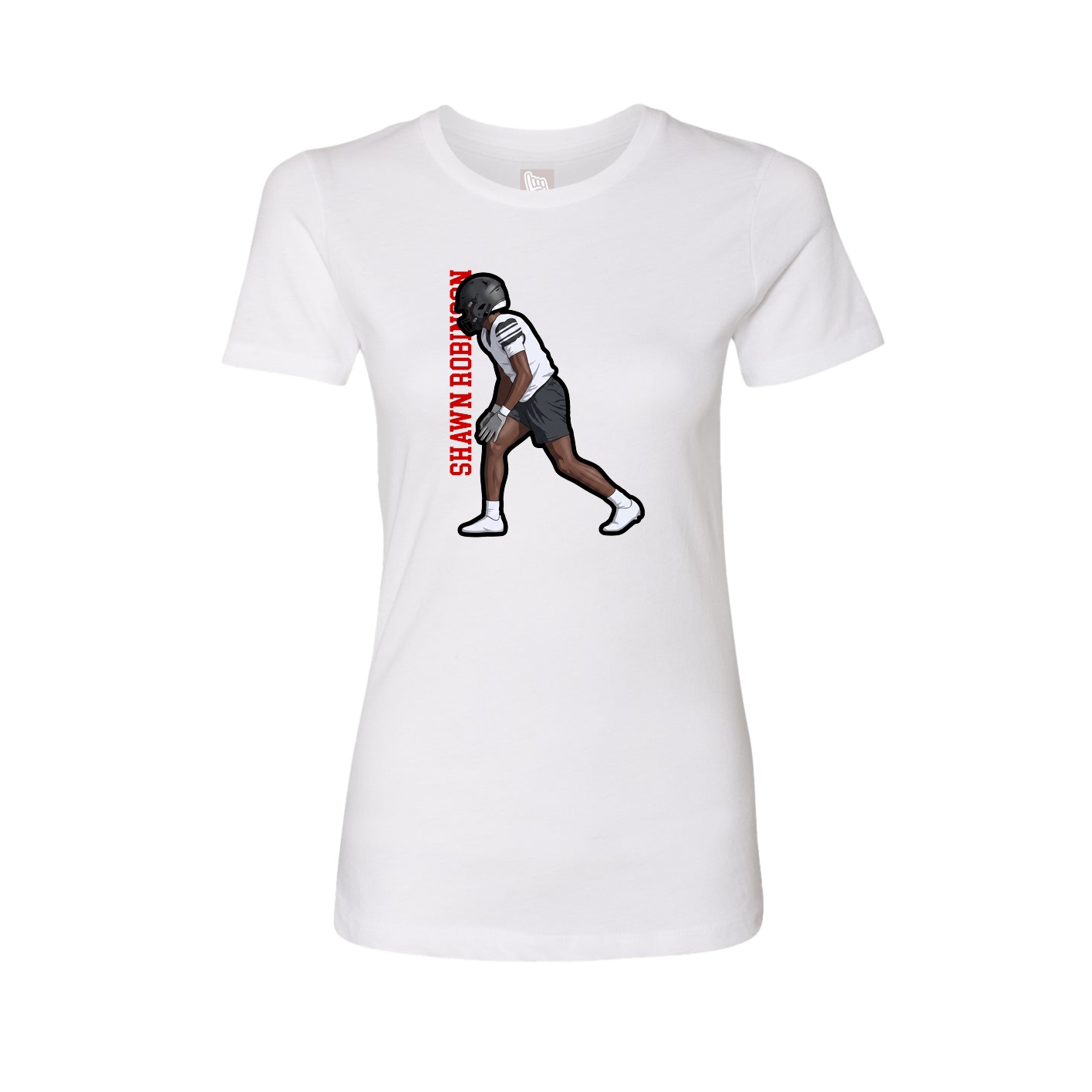 Fitted Women's Tee — Name Vertical in White