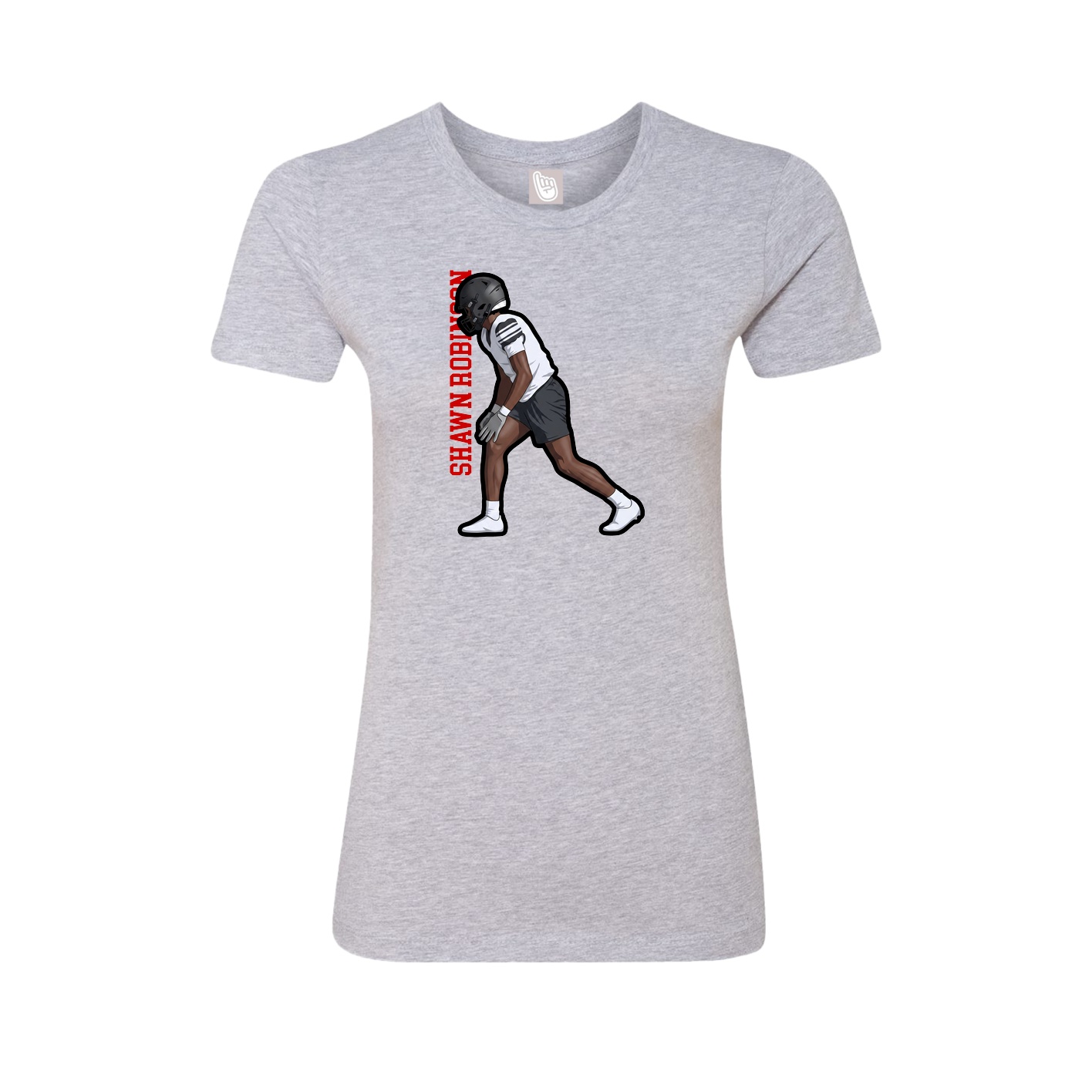 Fitted Women's Tee — Name Vertical in Grey