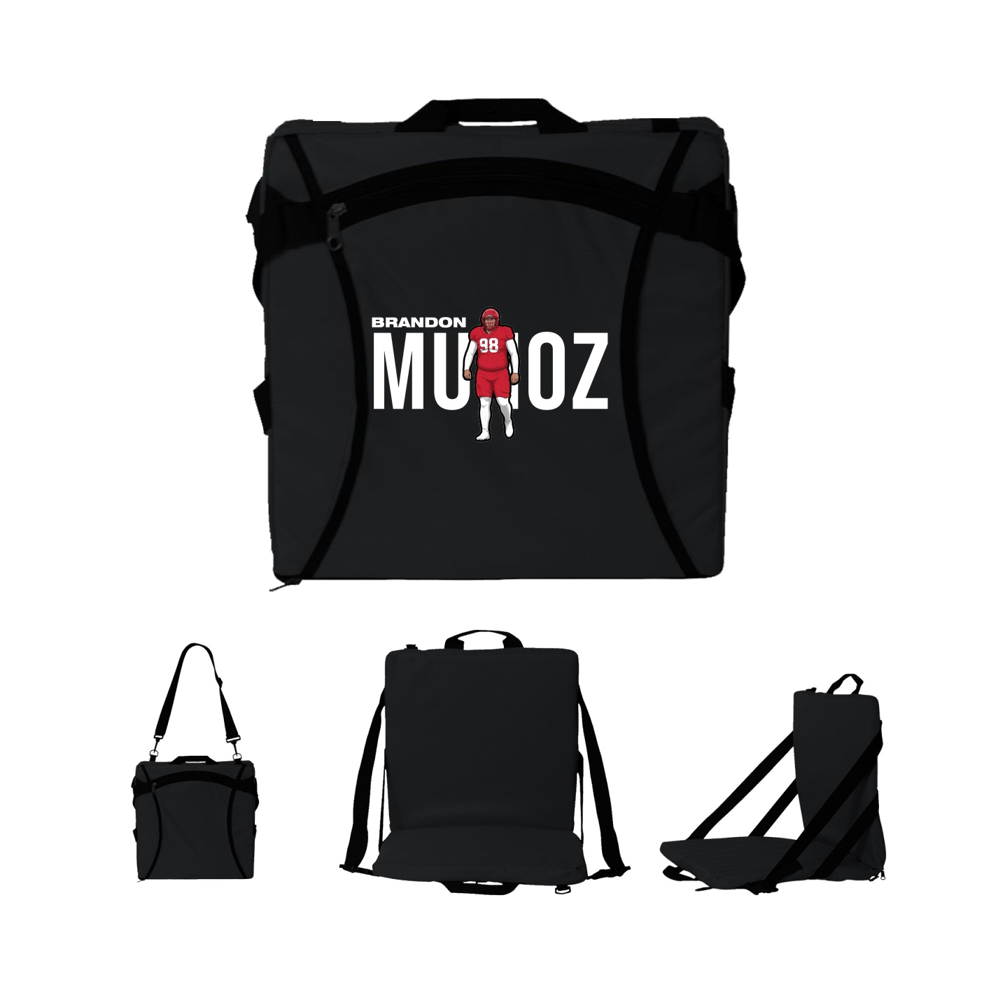 Folding Stadium Seat — Player Name in Black