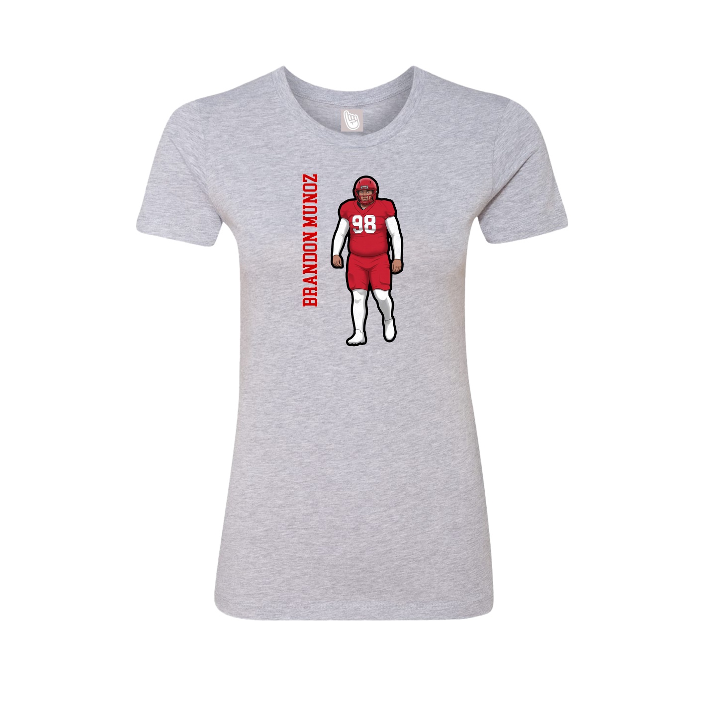 Fitted Women's Tee — Name Vertical in Grey