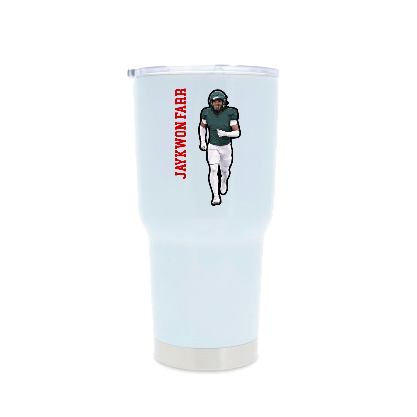 30oz Stainless Steel Tumbler — Name Vertical in White
