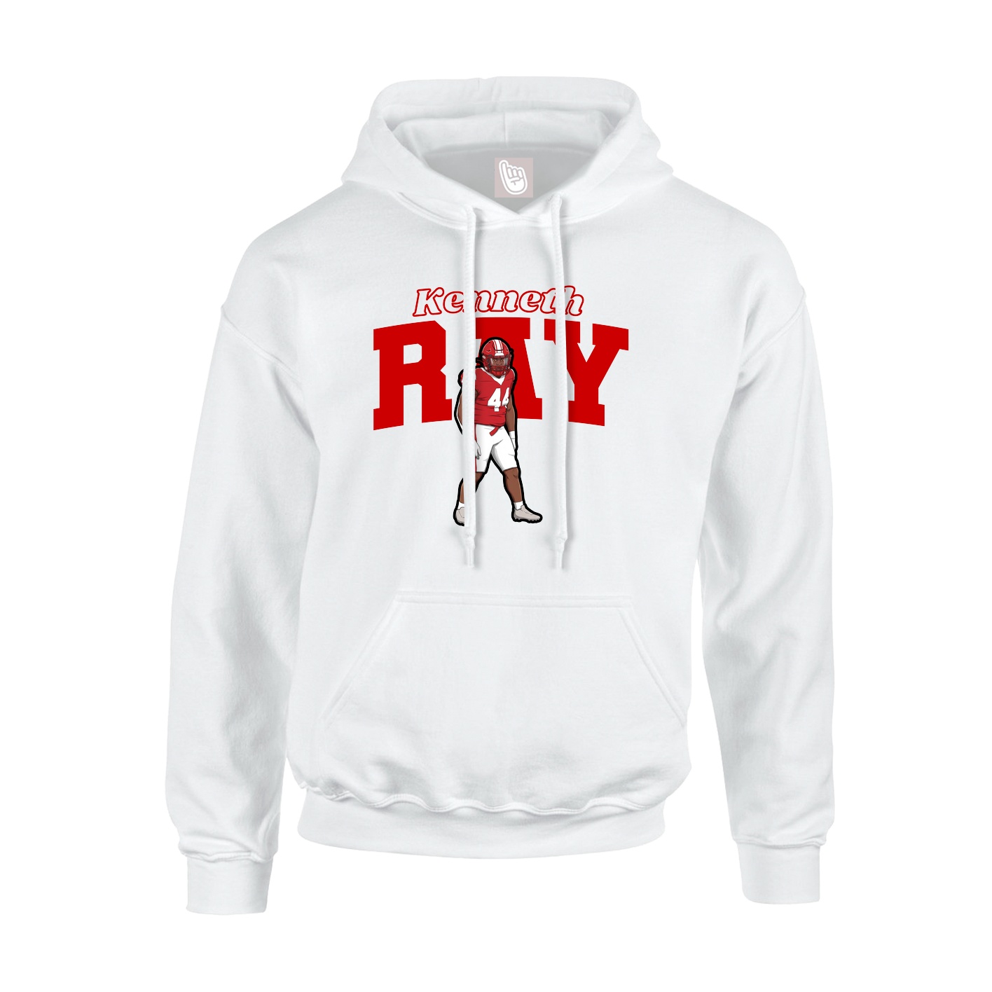 Youth Hoodie — Name Arch in White