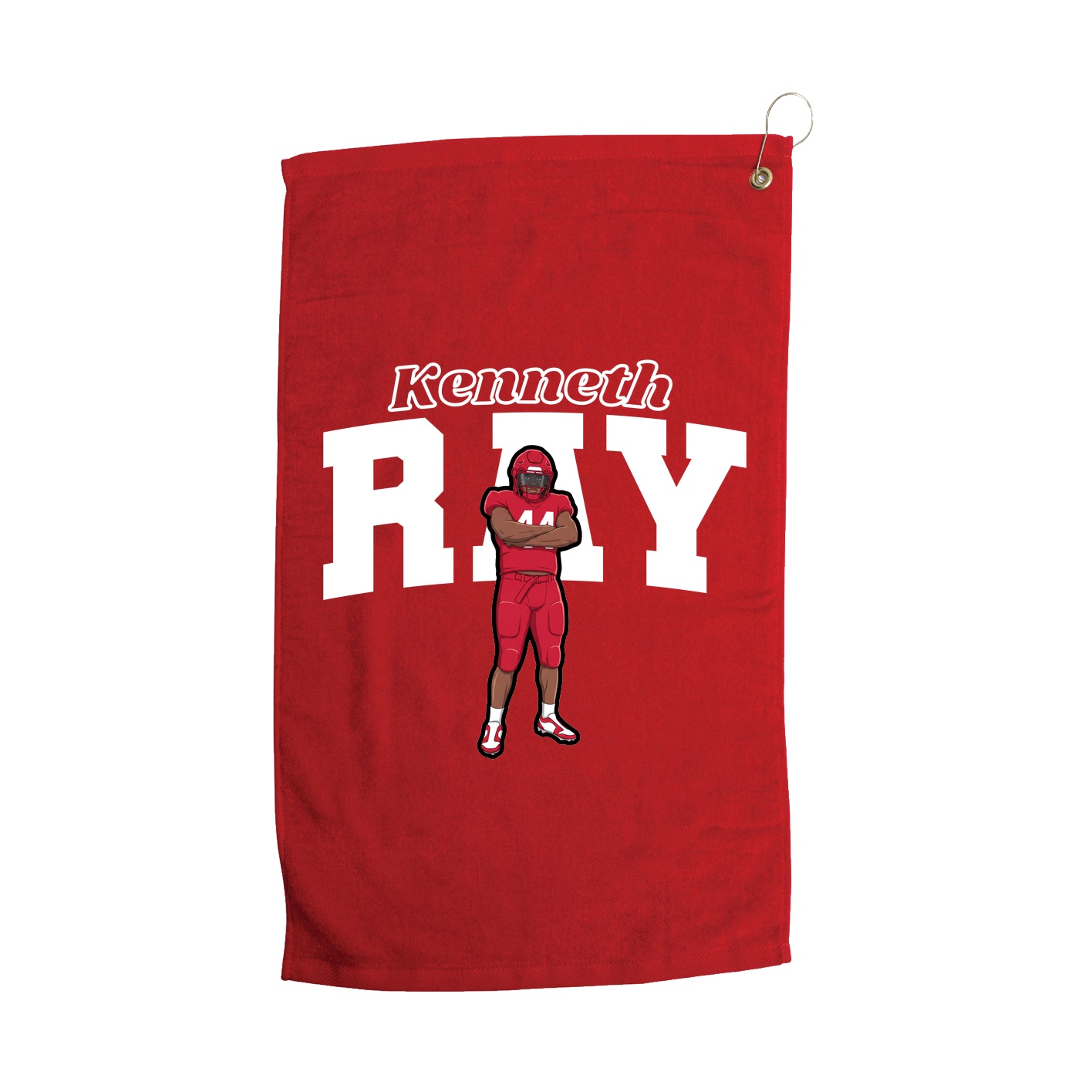Golf Towel — Name Arch in Red