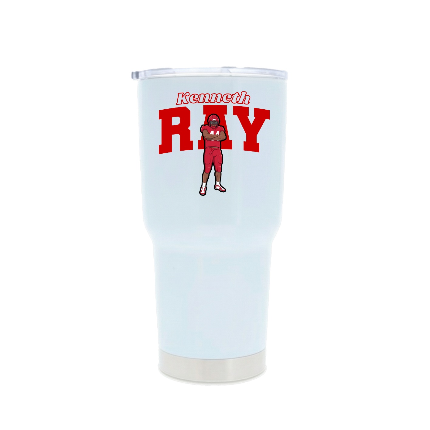 30oz Stainless Steel Tumbler — Name Arch in White